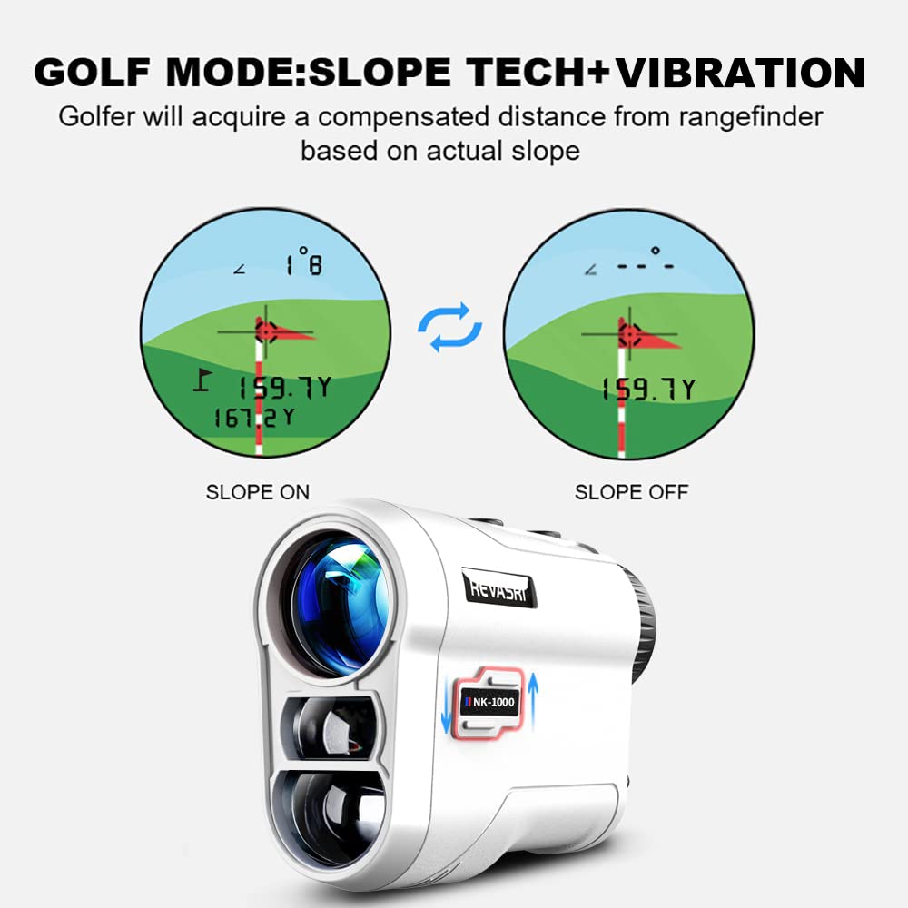 Golf Rangefinder with Slope and Flag Pole Lock Vibration. Rechargeable Battery 1000YDS.