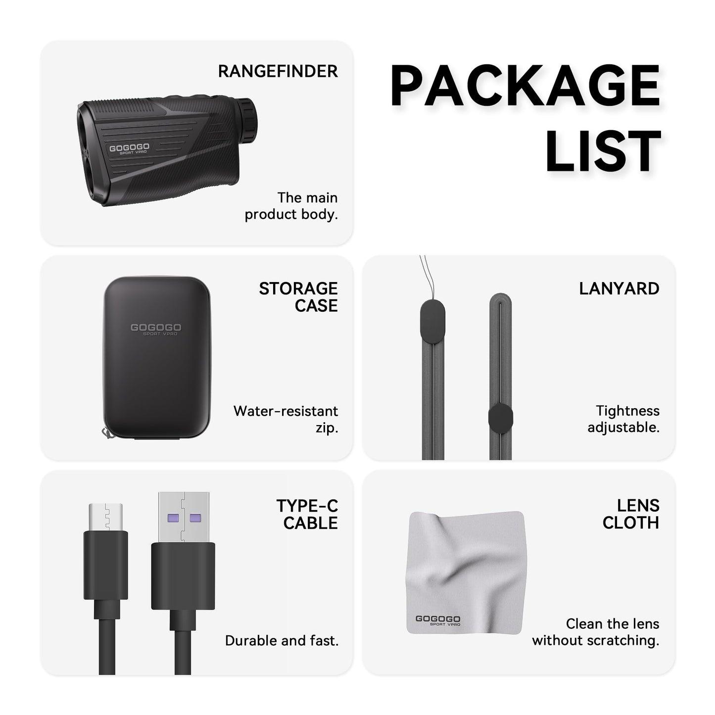 Golf Range Finder 2500Y Rechargeable Laser Rangefinder with Slope Magnet.