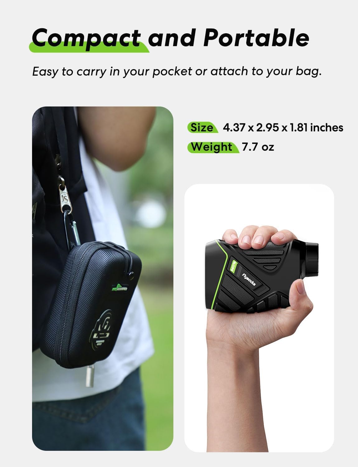 Golf Rangefinder with Slope, 1200 Yards Laser Range Finder, 7X Magnification, Rechargeable.