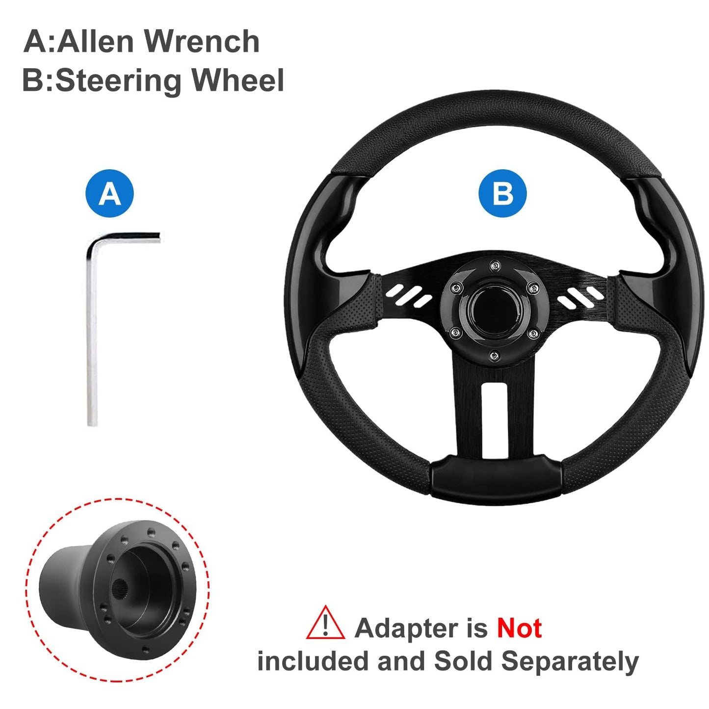 Golf Cart Steering Wheel for Club Car EZGO Yamaha Universal Steering Wheel or Adapter for Club Car DS and Precedent.