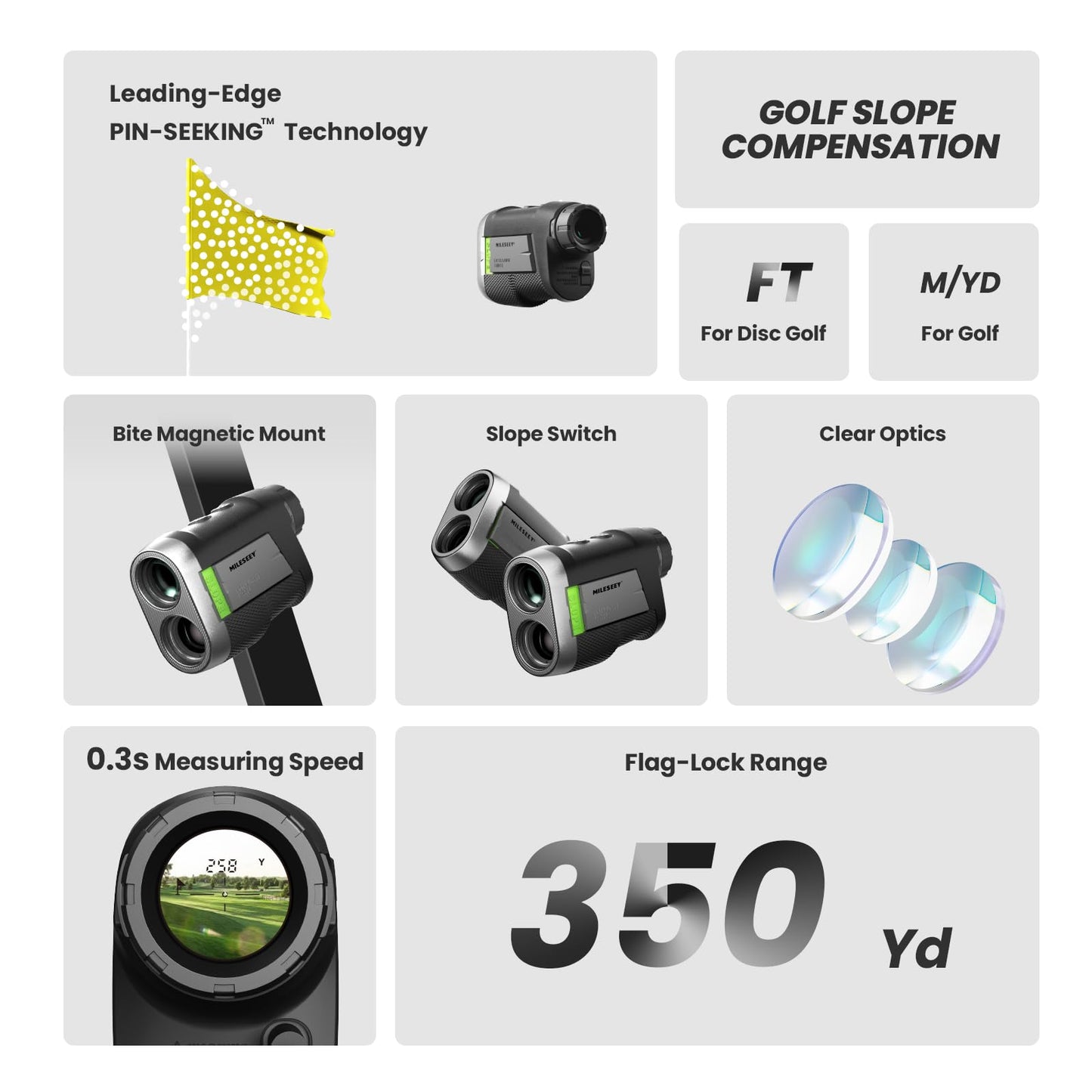 Golf RangeFinder with Slope On/Off Switch, Magnetic Range Finder Golf 1100Yds Flag Lock.