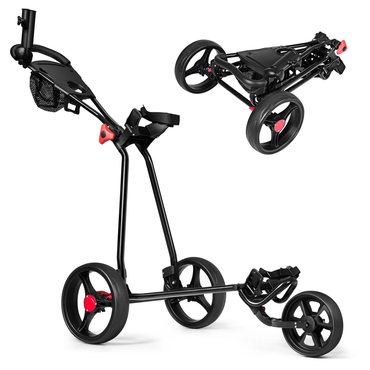 3 Wheel Golf Push Cart, Folding Collapsible Lightweight.
