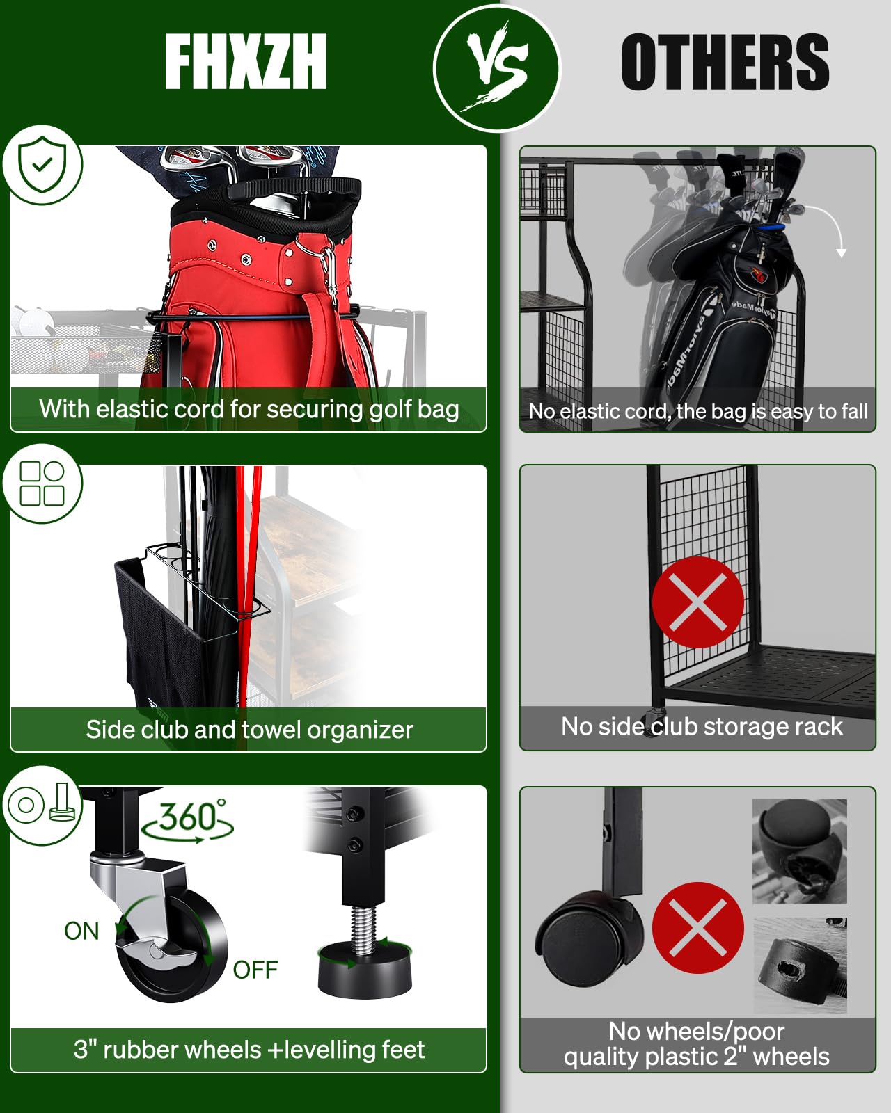 Golf Bags Storage Organizer.