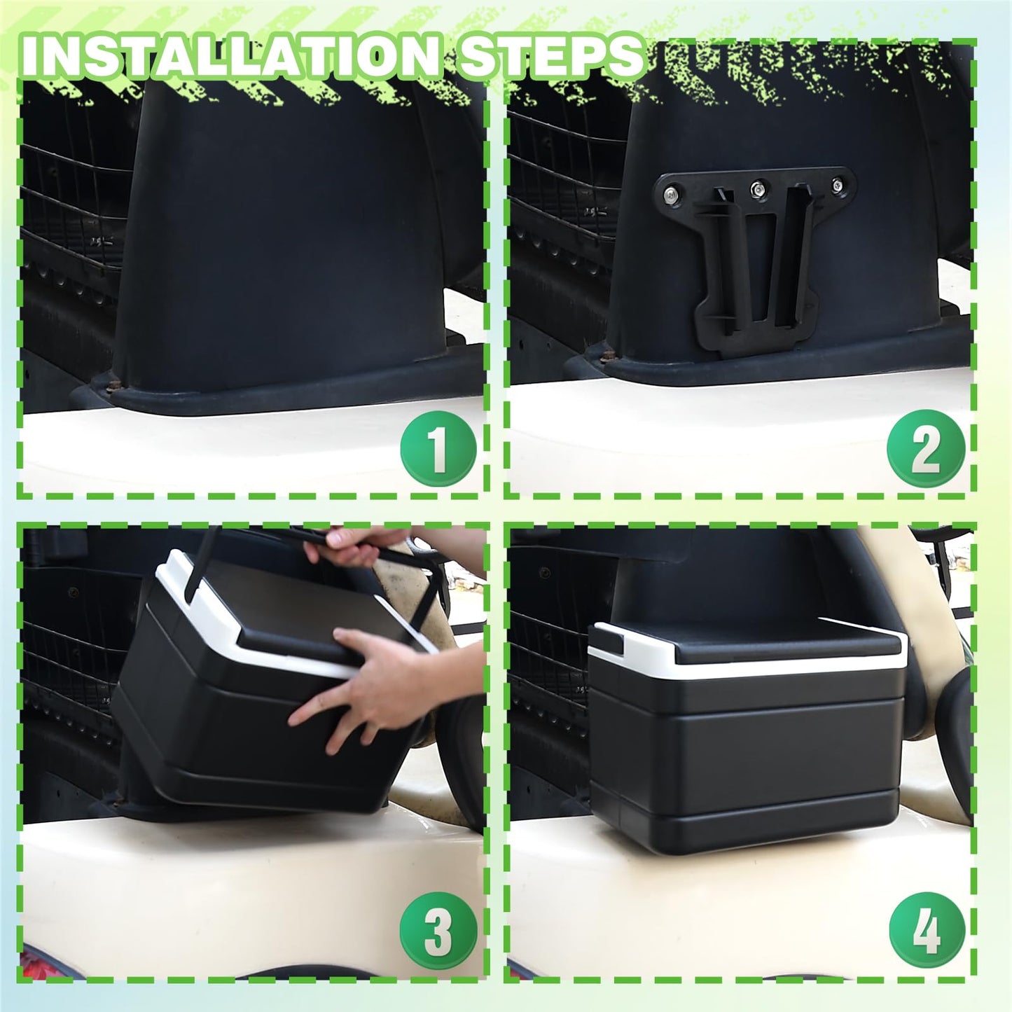 Golf Cart Cooler, Insulated with Mounting Bracket for Club Car Precedent Tempo.