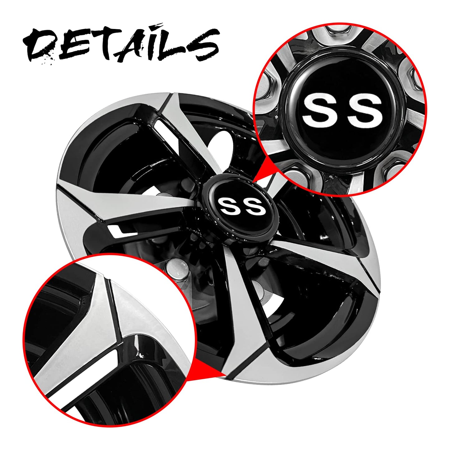 Golf Cart SS Wheel Covers Hub Caps for EZGO, Club Car,Yamaha 8 Inch Hubcaps.
