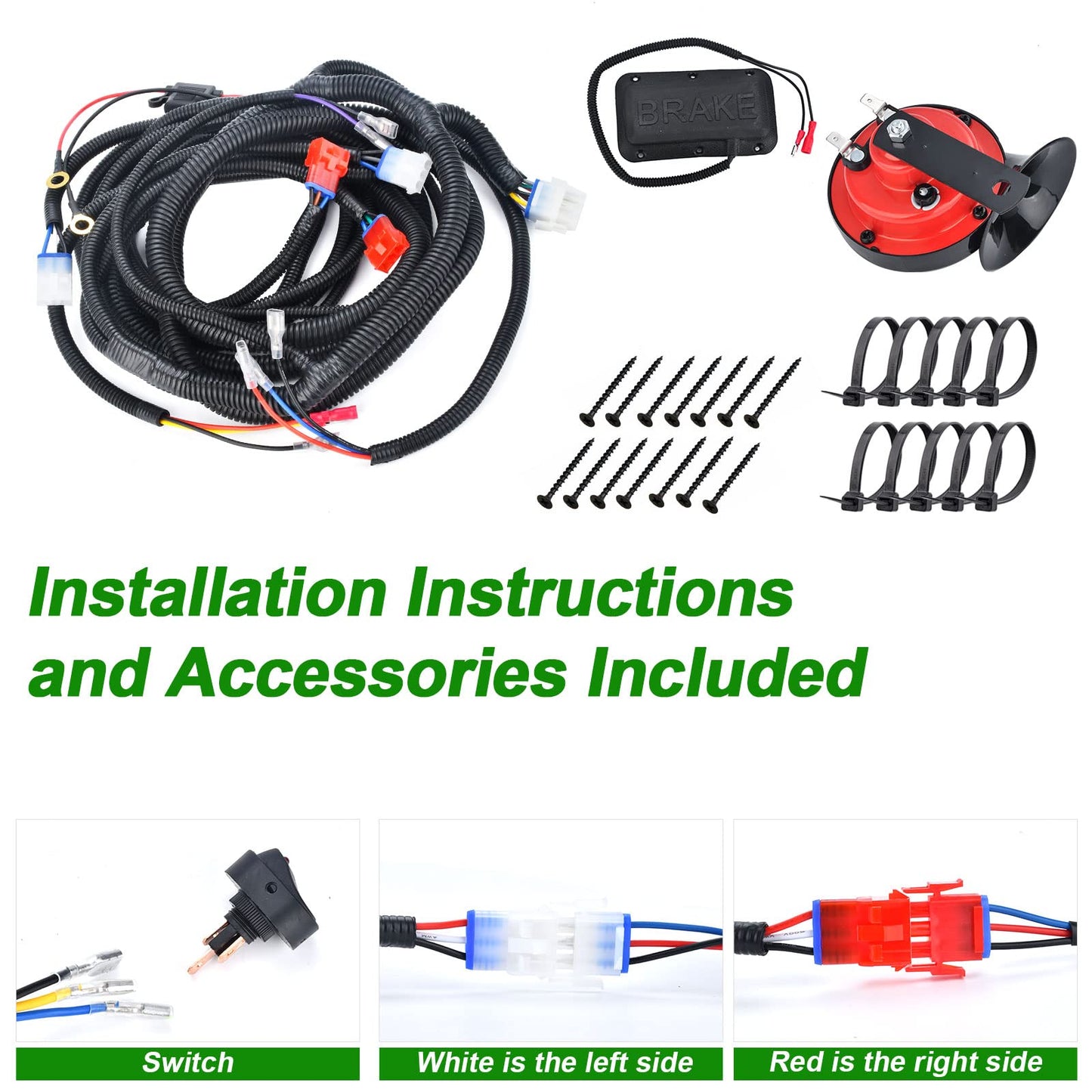 LED Headlight Tail Light Kit Compatible with EZGO TXT Golf Carts 1996-2013 12V.