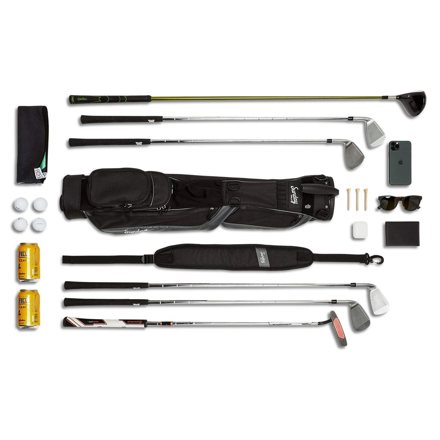 Lightweight Sunday Golf Bag with Strap and Stand – Easy to Carry.