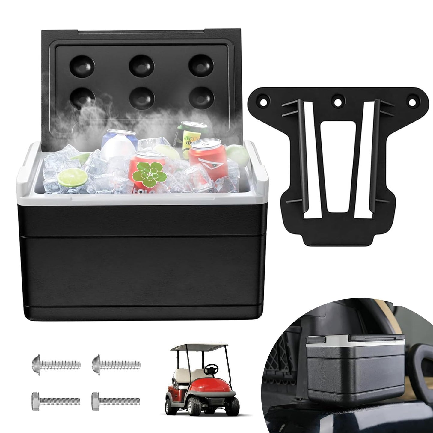 Golf Cart Cooler with Mounting Bracket for Club Car Precedent Tempo and Onward.