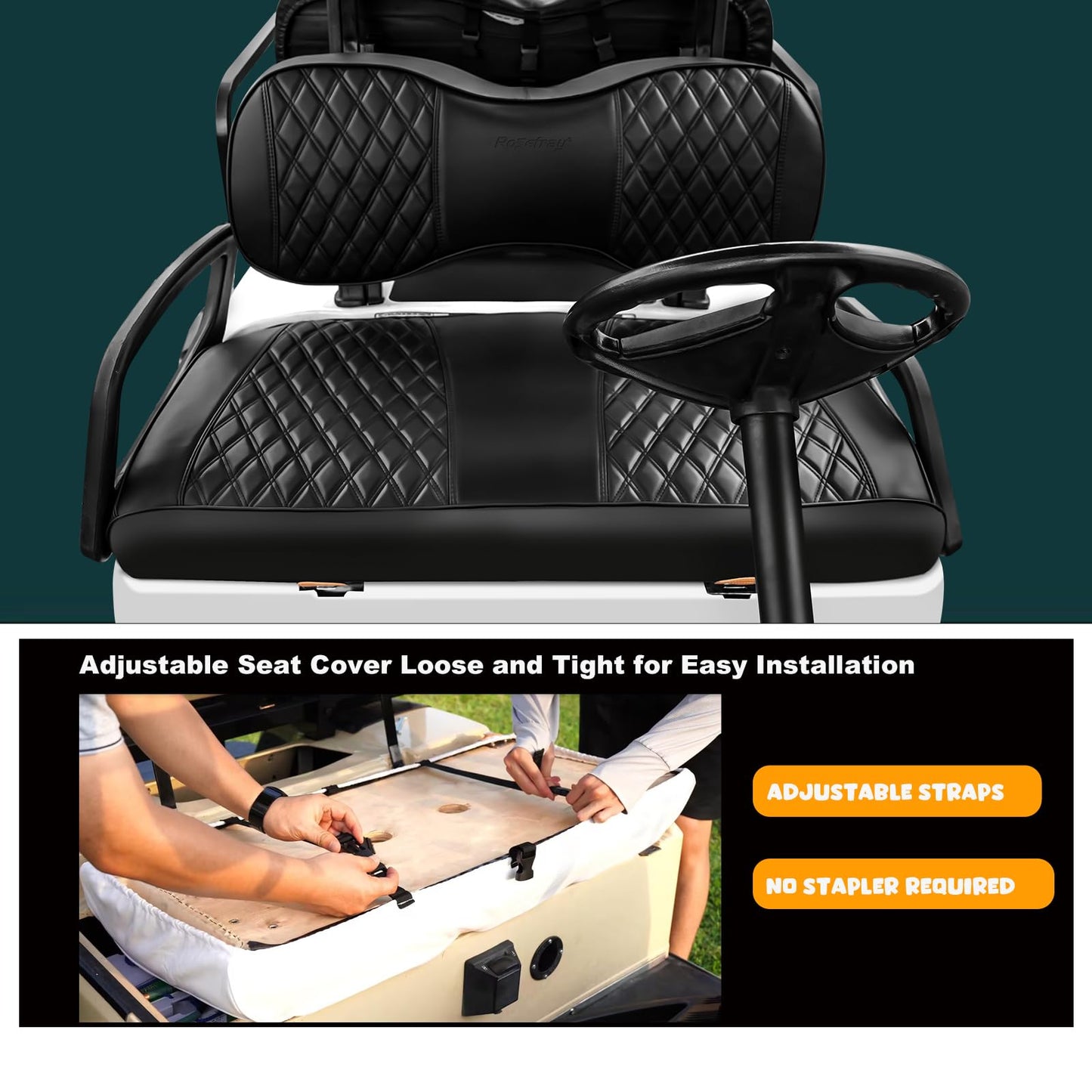Golf Cart Diamond Seat Covers Kit, Fit for Yamaha G29 Drive/Drive 2 Front Seat Cushion.