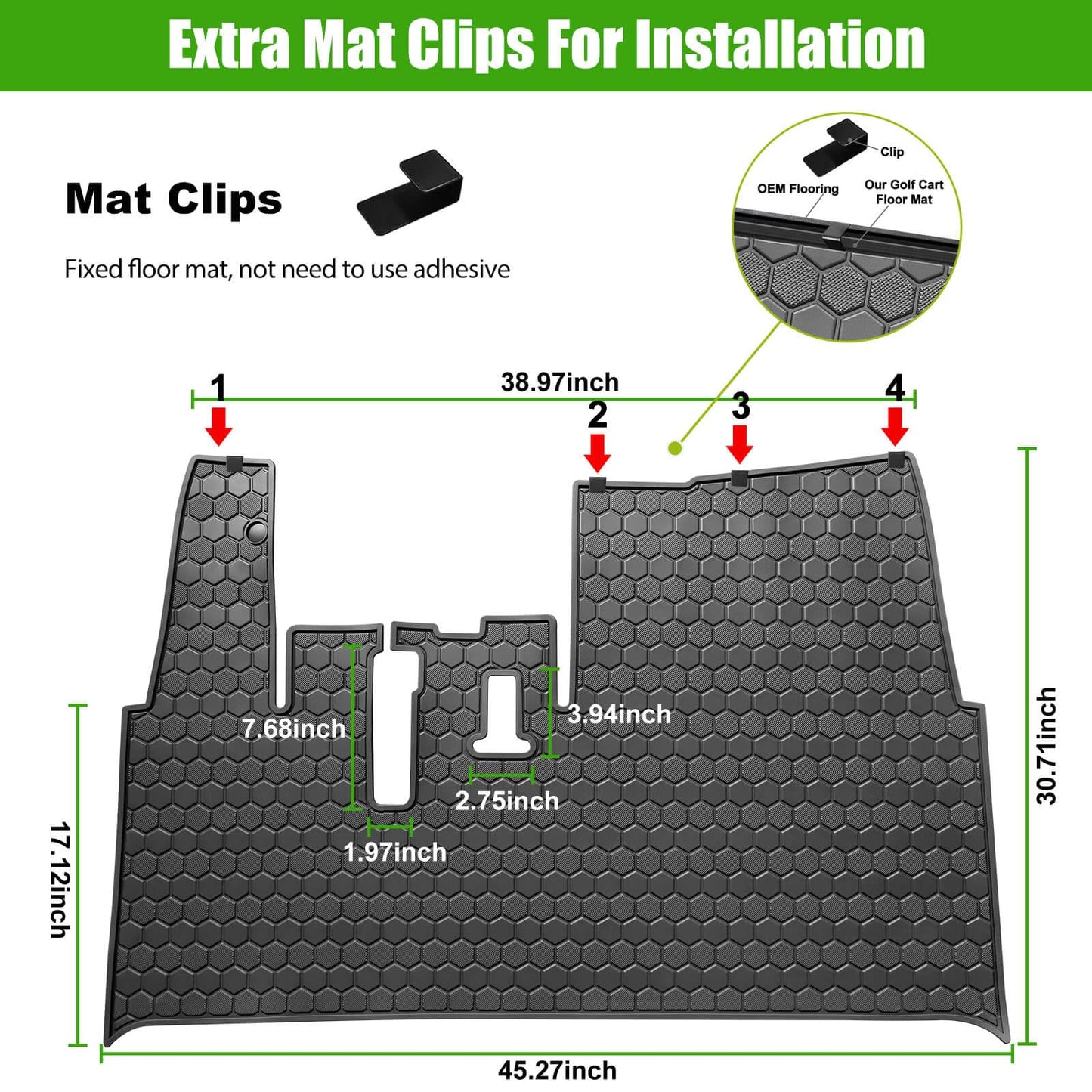Yamaha Drive2 Golf Cart Full Coverage Floor Liner Mat, Only Fits Yamaha Drive2.