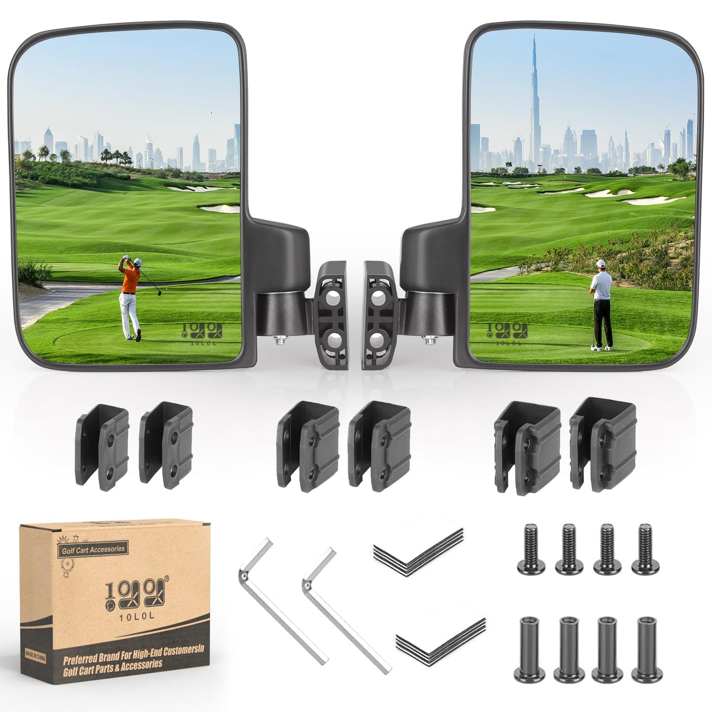 Side Mirrors Universal for Yamaha, Club Car, EZGO, Folding Side Rear View Mirrors Adjustable 180 Degree HD Glass.