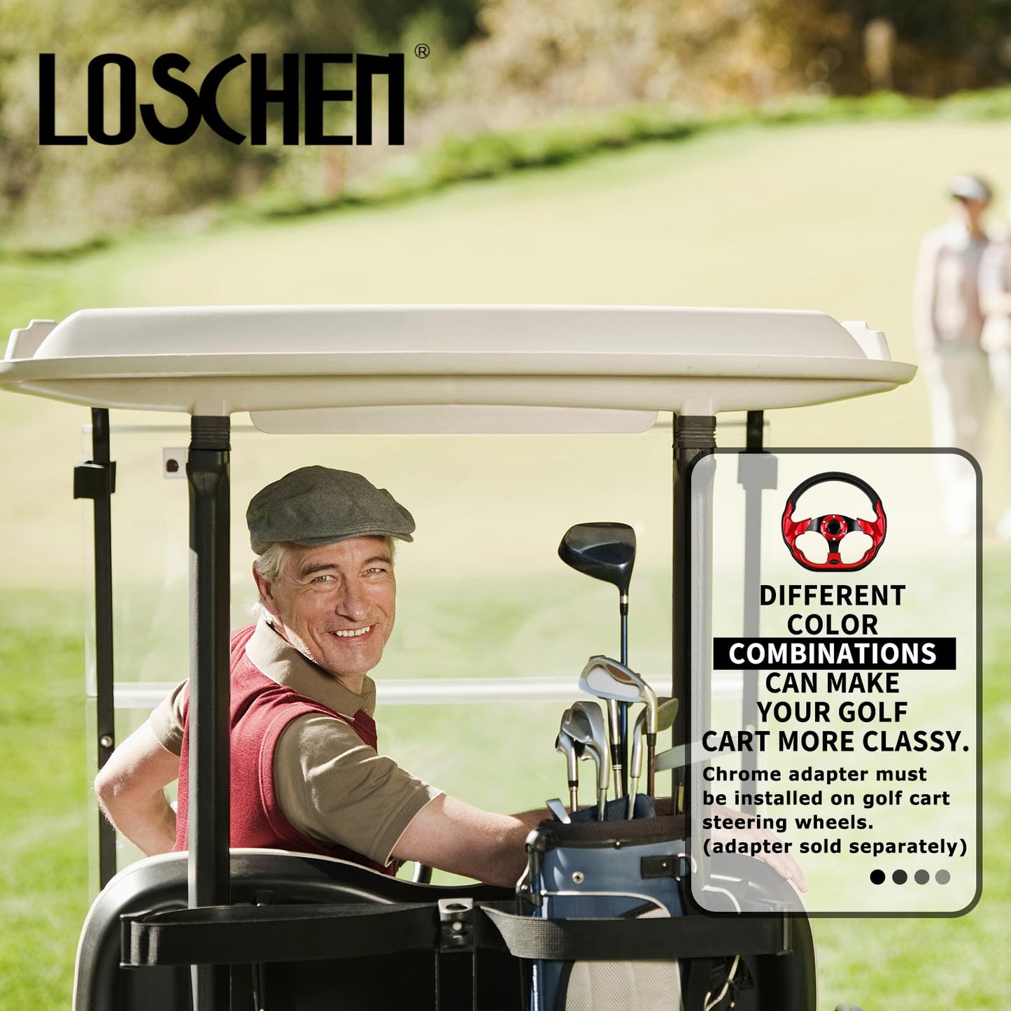 Golf Cart Steering Wheel Universal Design Fit for Club Car Ds and Precedent, EZGO RXV & TXT, Yamaha.