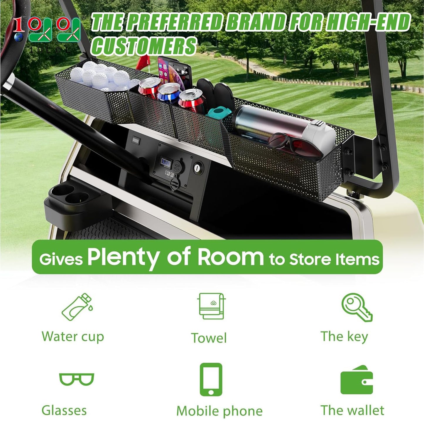 Foldable Dash Storage Tray Organizer for EZGO TXT RXV/Club Car DS Precedent Tempo.
