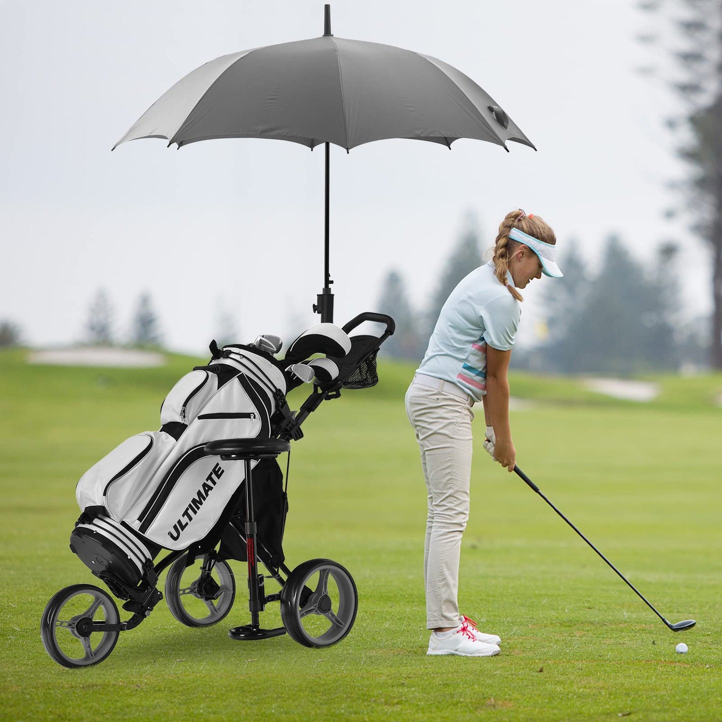 Golf Push Pull Cart, Lightweight 3 Wheels.