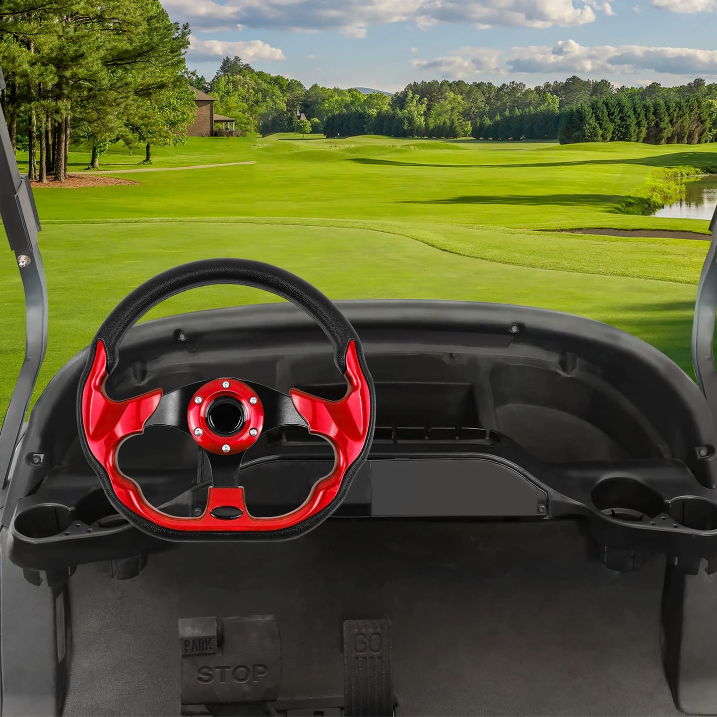 Golf Cart Steering Wheel Universal Design Fit for Club Car Ds and Precedent, EZGO RXV & TXT, Yamaha.