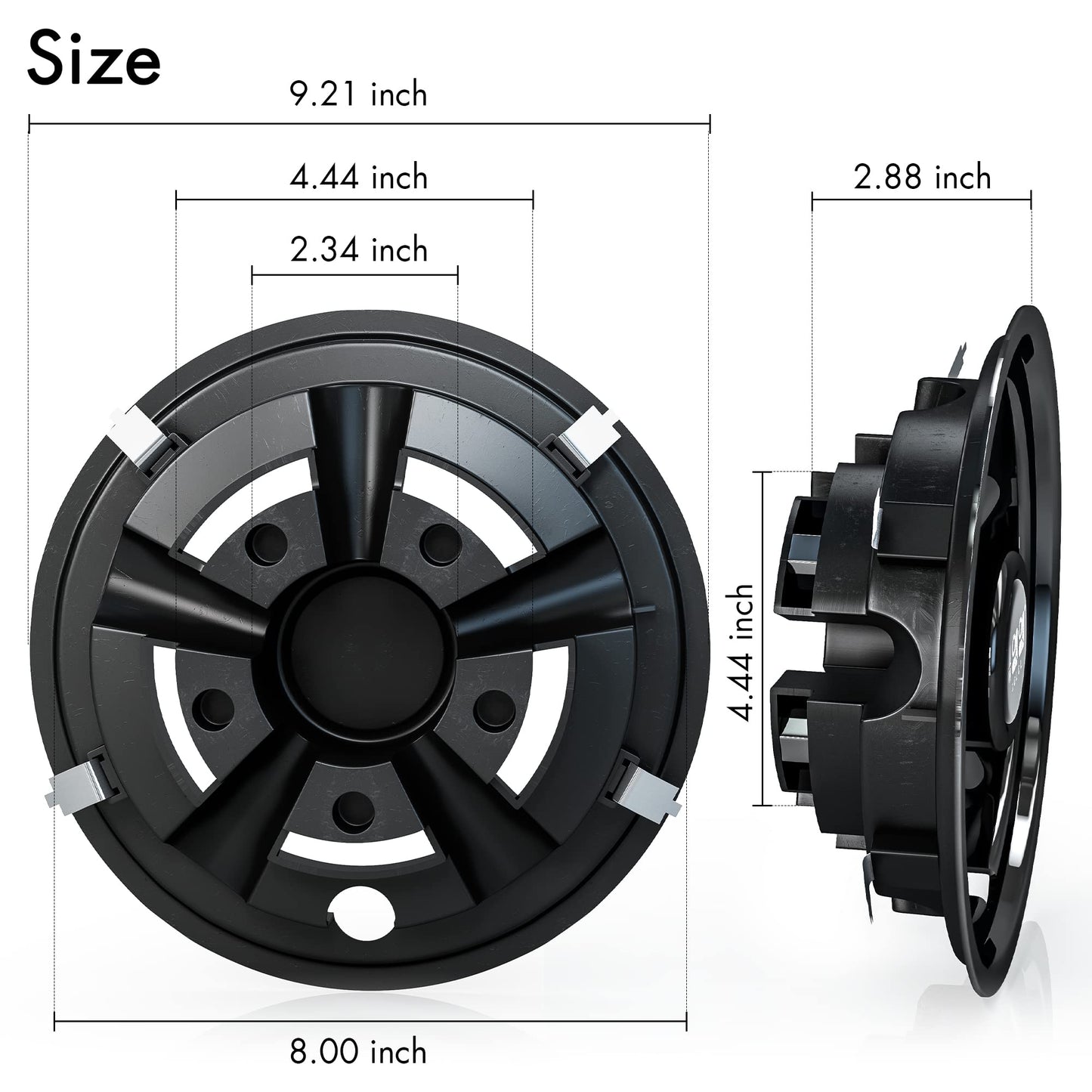 8" Wheel Covers Hub Caps, Set of 4 - EZGO, Club Car, Yamaha