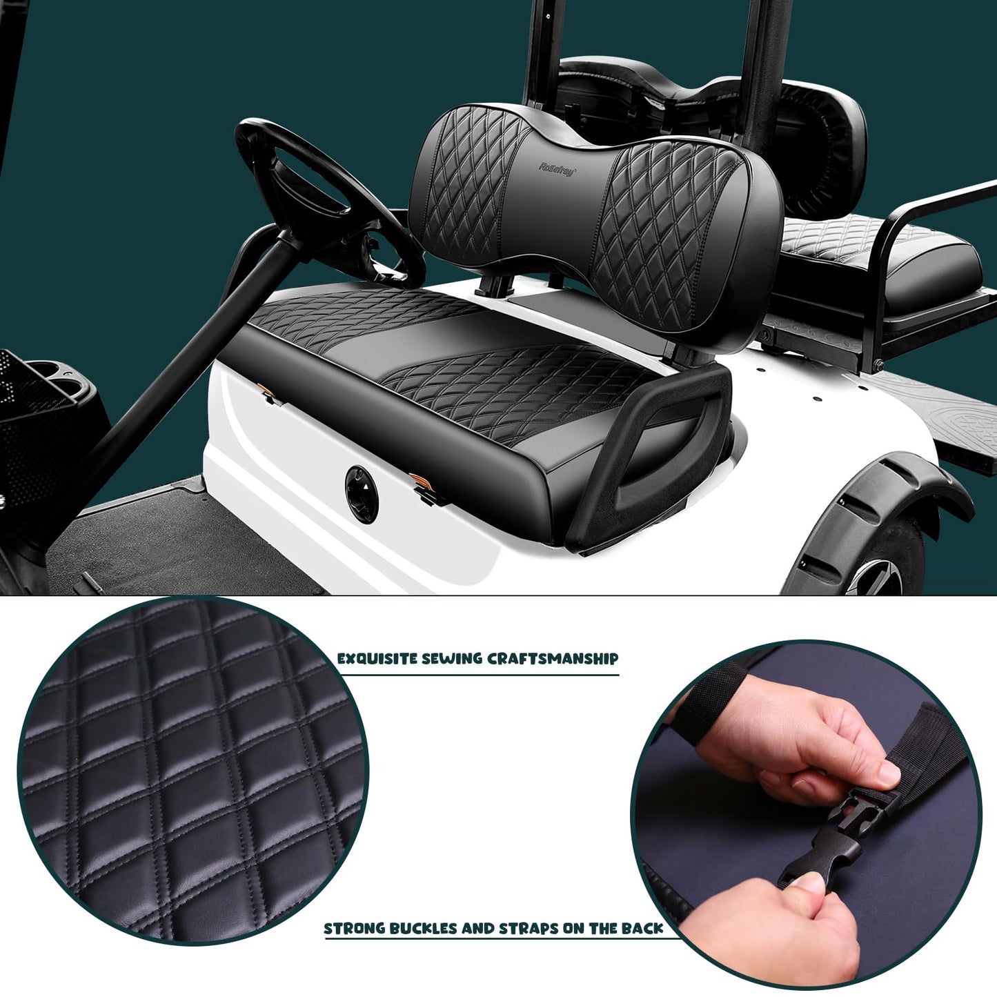 Golf Cart Diamond Seat Covers Kit, Fit for Yamaha G29 Drive/Drive 2 Front Seat Cushion.