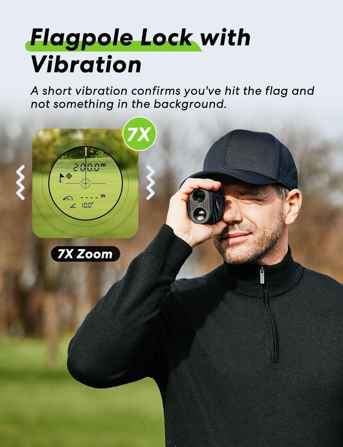 Golf Rangefinder with Slope, 1200 Yards Laser Range Finder, 7X Magnification, Rechargeable.