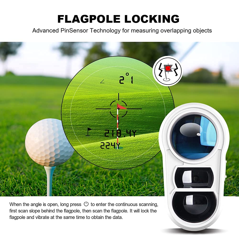 Golf Rangefinder with Slope and Flag Pole Lock Vibration. Rechargeable Battery 1000YDS.