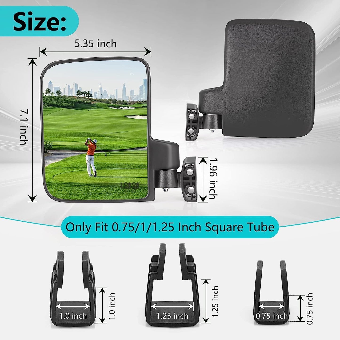 Side Mirrors Universal for Yamaha, Club Car, EZGO, Folding Side Rear View Mirrors Adjustable 180 Degree HD Glass.