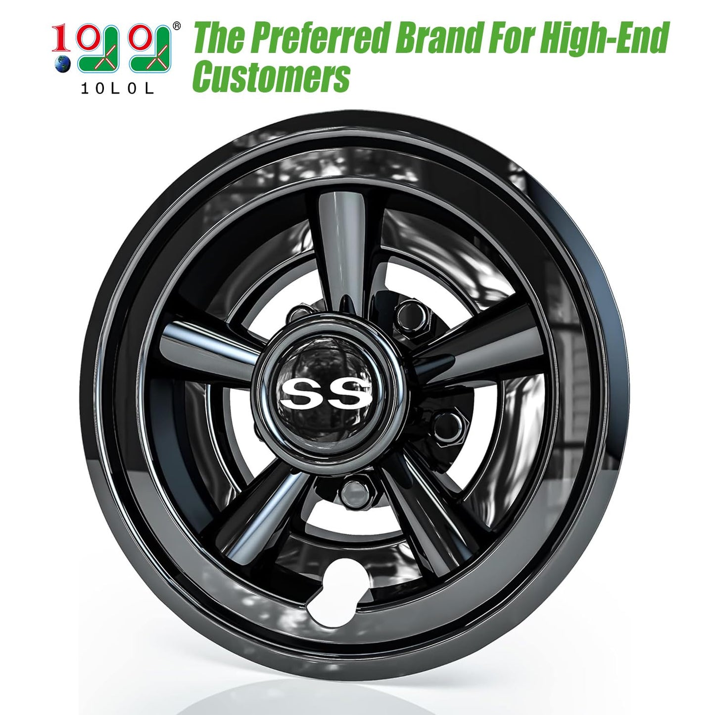 8" Wheel Covers Hub Caps, Set of 4 - EZGO, Club Car, Yamaha
