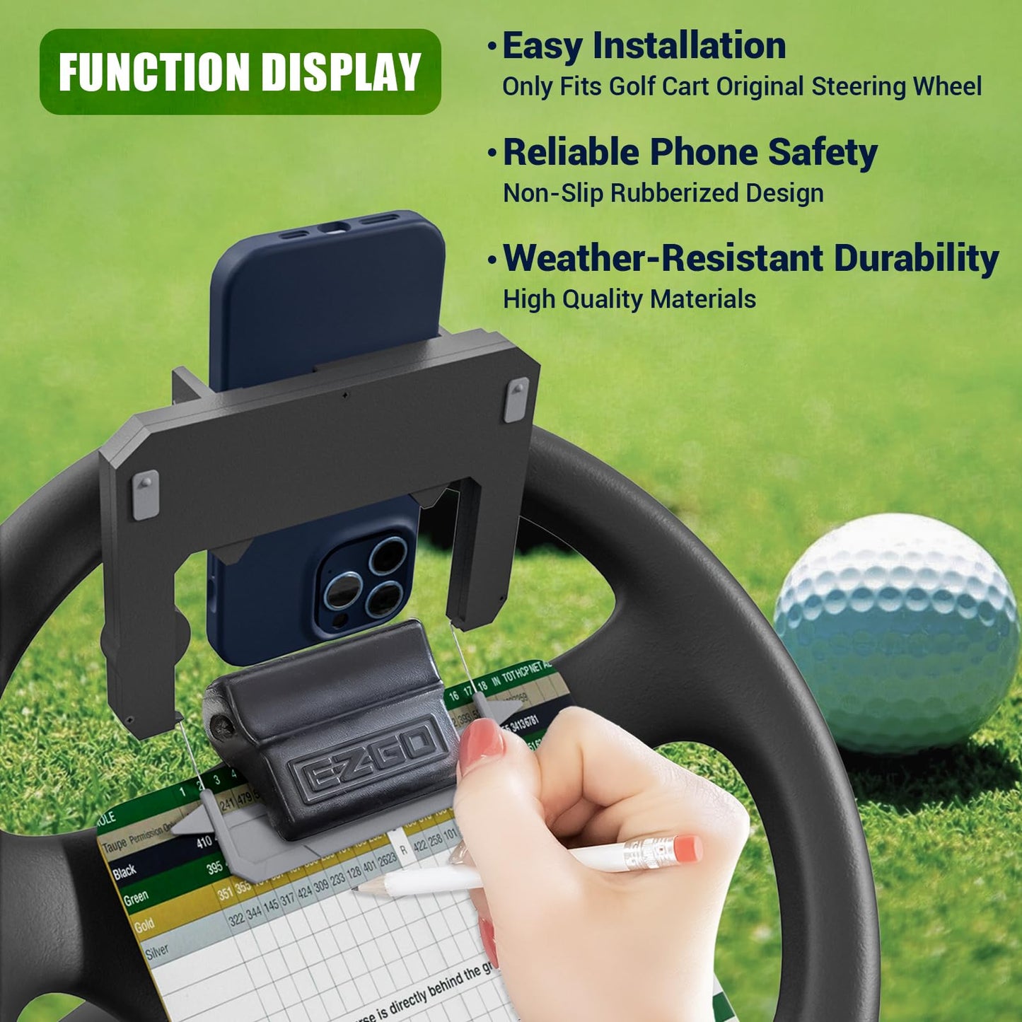 Steering Wheel Phone Mount for Club Car EZGO Yamaha