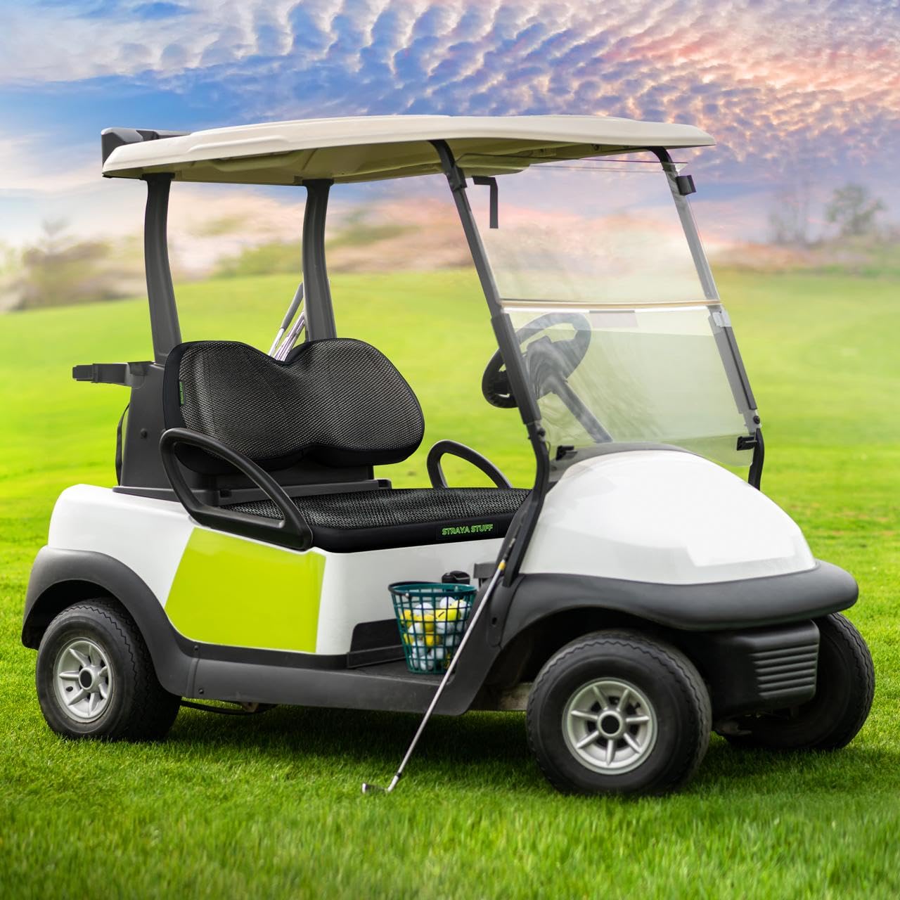 STRAYA Stuff Golf Cart/Buggy Seat Covers - 3D Mesh, Washable, Fits Club Car Precedent, EZGO, Yamaha