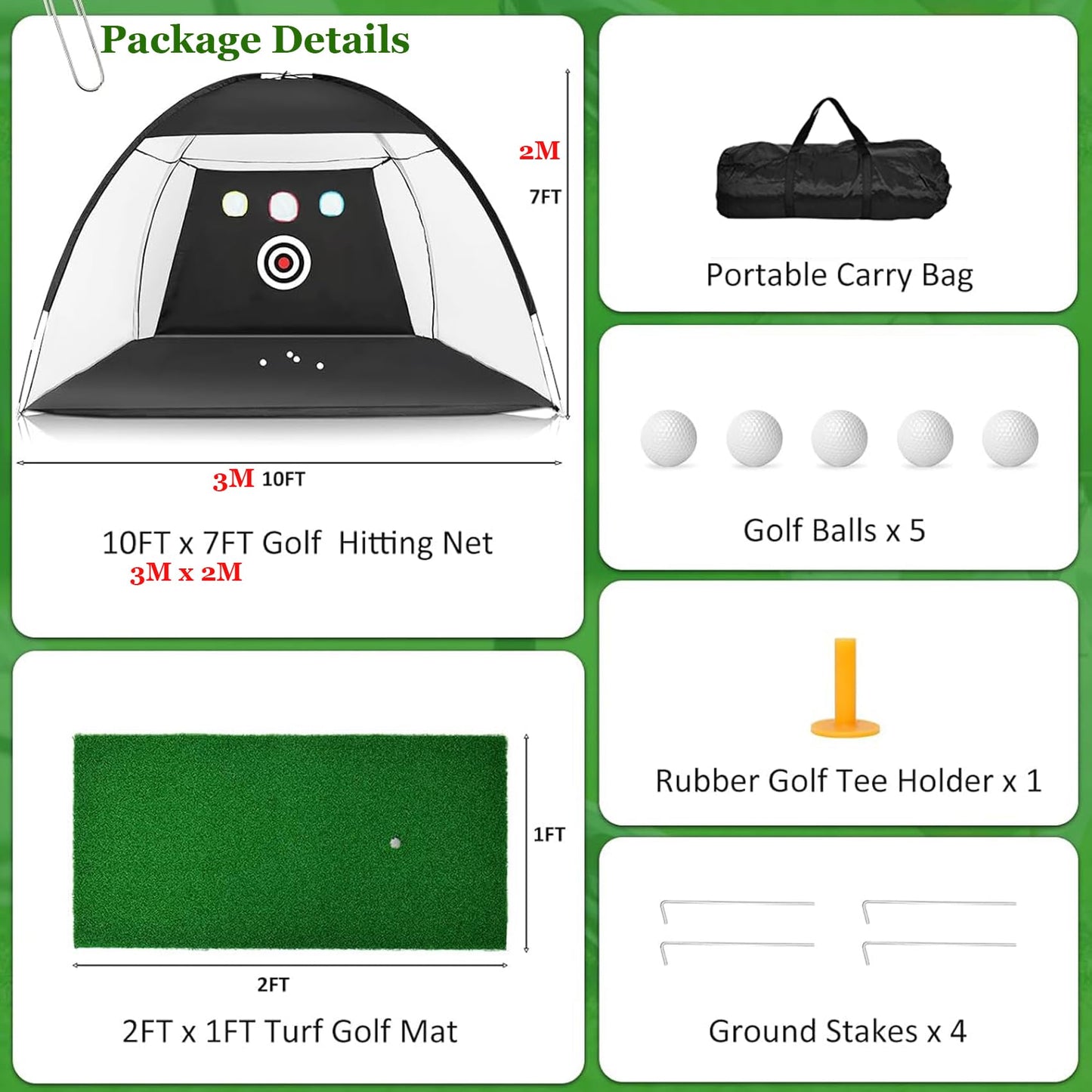180Cm Golf Training Net for Backyard Chipping Driving, Golf Net for Garage.