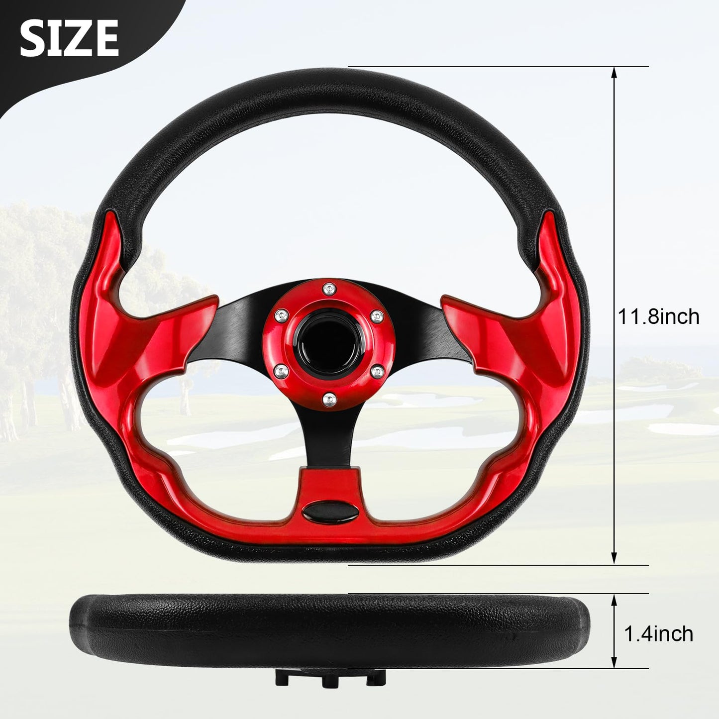 Golf Cart Steering Wheel Universal Design Fit for Club Car Ds and Precedent, EZGO RXV & TXT, Yamaha.