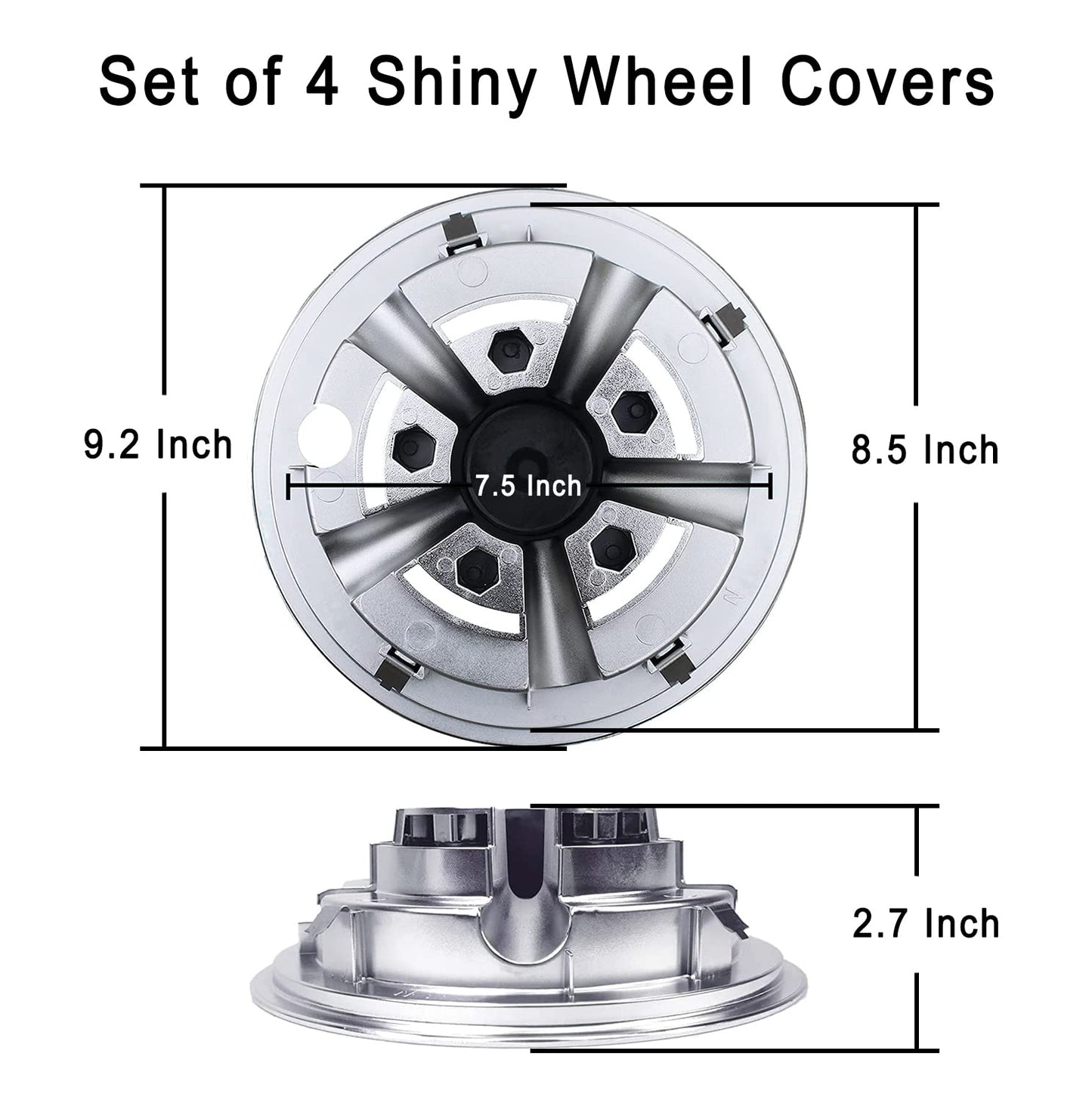 Premium Golf Cart Hubcaps, 8 Inch SS Chrome Golf Cart Hub Caps Set of 4.