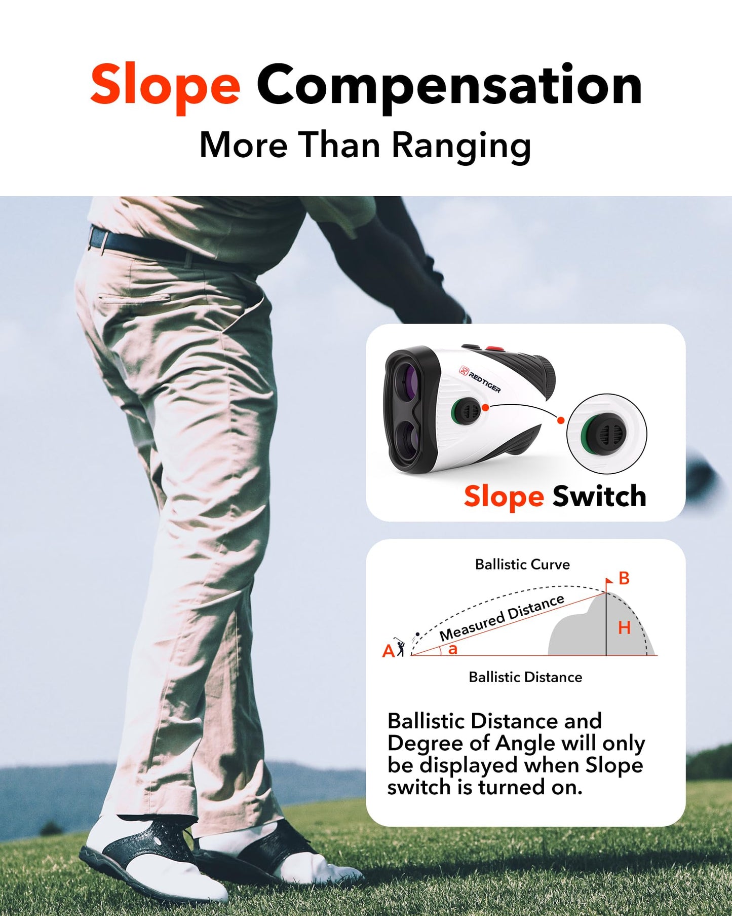 Golf Rangefinder with Slope, 1200 Yards Laser Range Finder Golfing, 7X Magnification, Flag Pole Locking Vibration, Rechargeable.