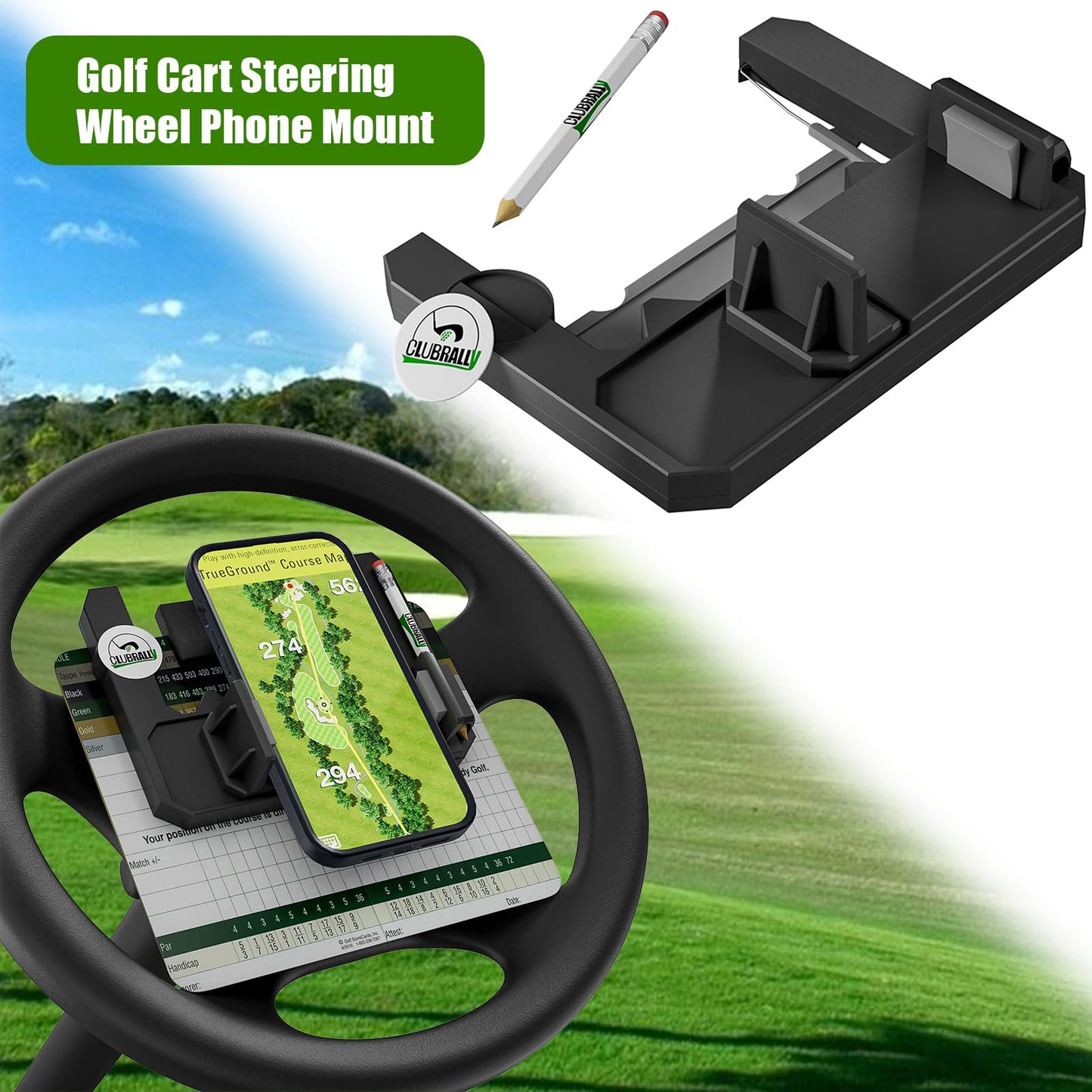 Steering Wheel Phone Mount for Club Car EZGO Yamaha