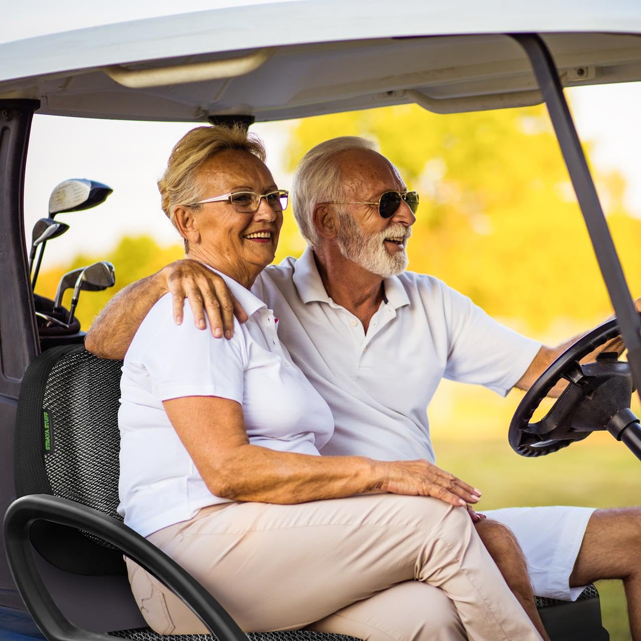 STRAYA Stuff Golf Cart/Buggy Seat Covers - 3D Mesh, Washable, Fits Club Car Precedent, EZGO, Yamaha