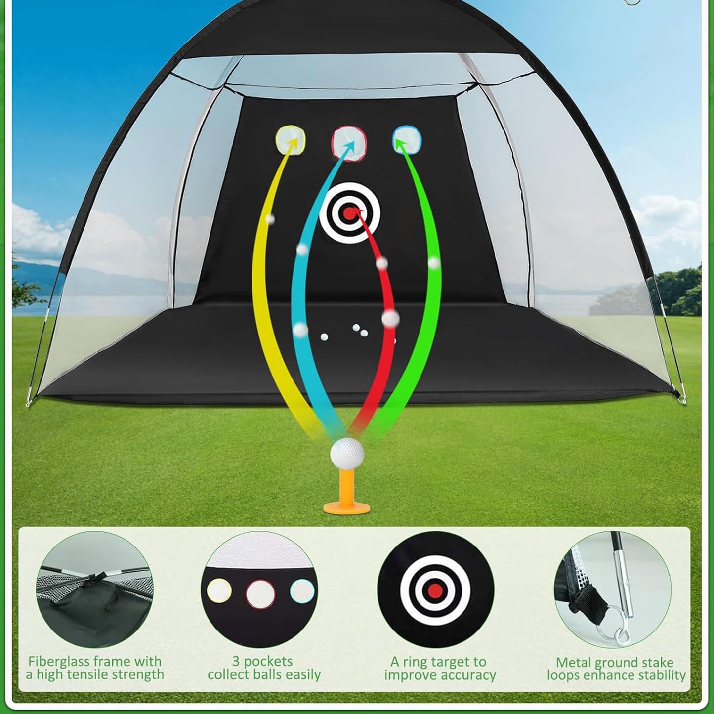 180Cm Golf Training Net for Backyard Chipping Driving, Golf Net for Garage.