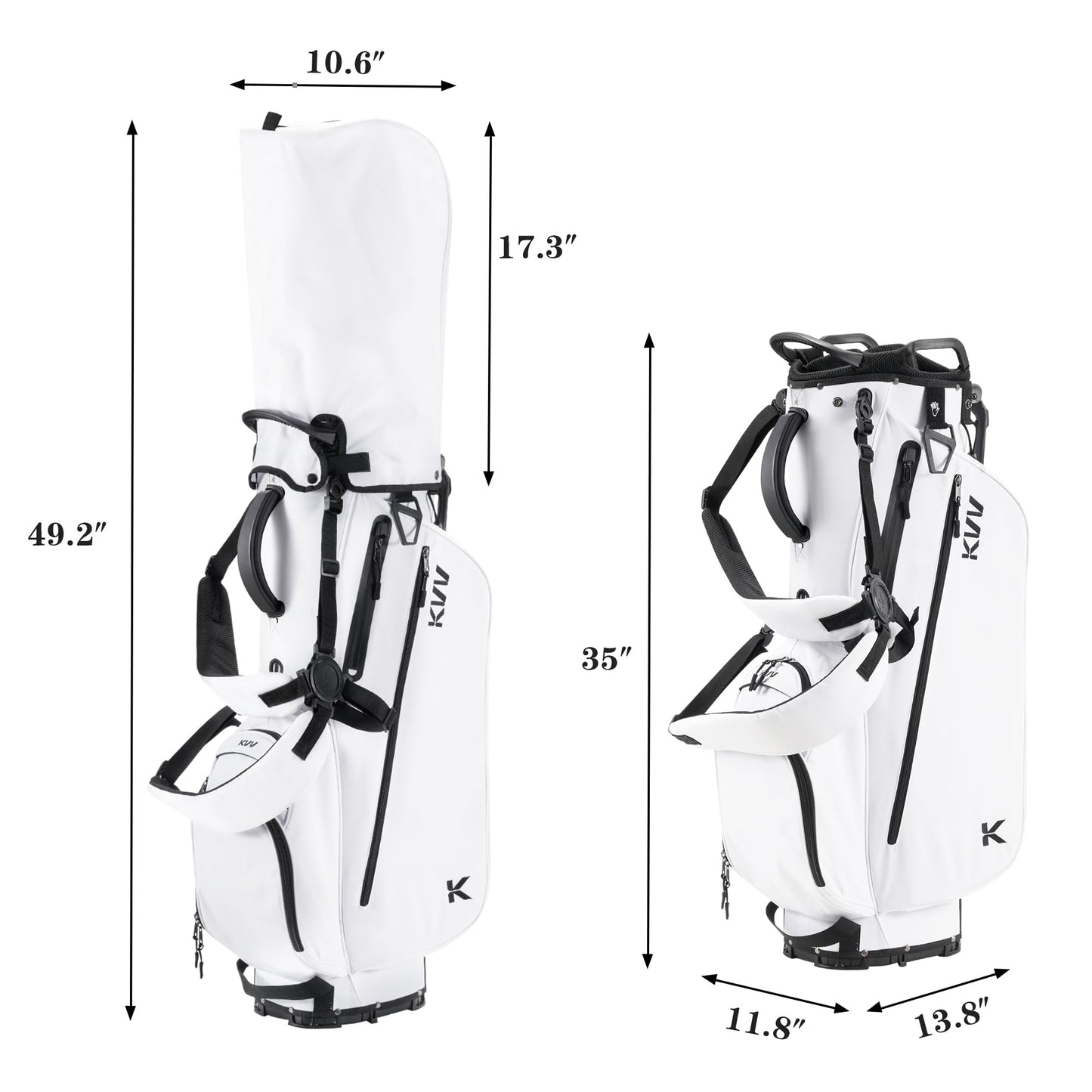Lightweight Golf Stand Bag with 7 Way Full-Length Dividers, 5 Zippered Pockets.