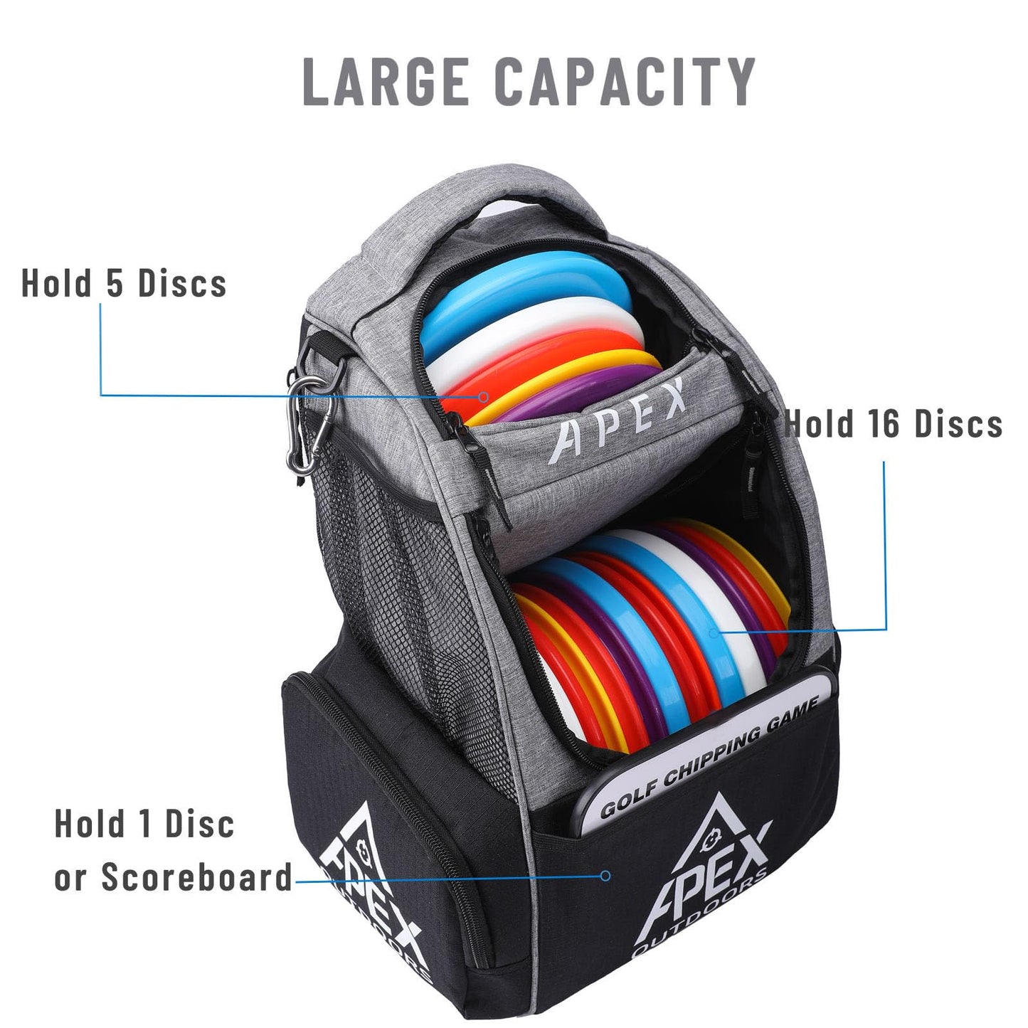 Disc Golf Backpack with 21+ Disc Capacity, Durable & Lightweight with Multiple Storage Pockets.