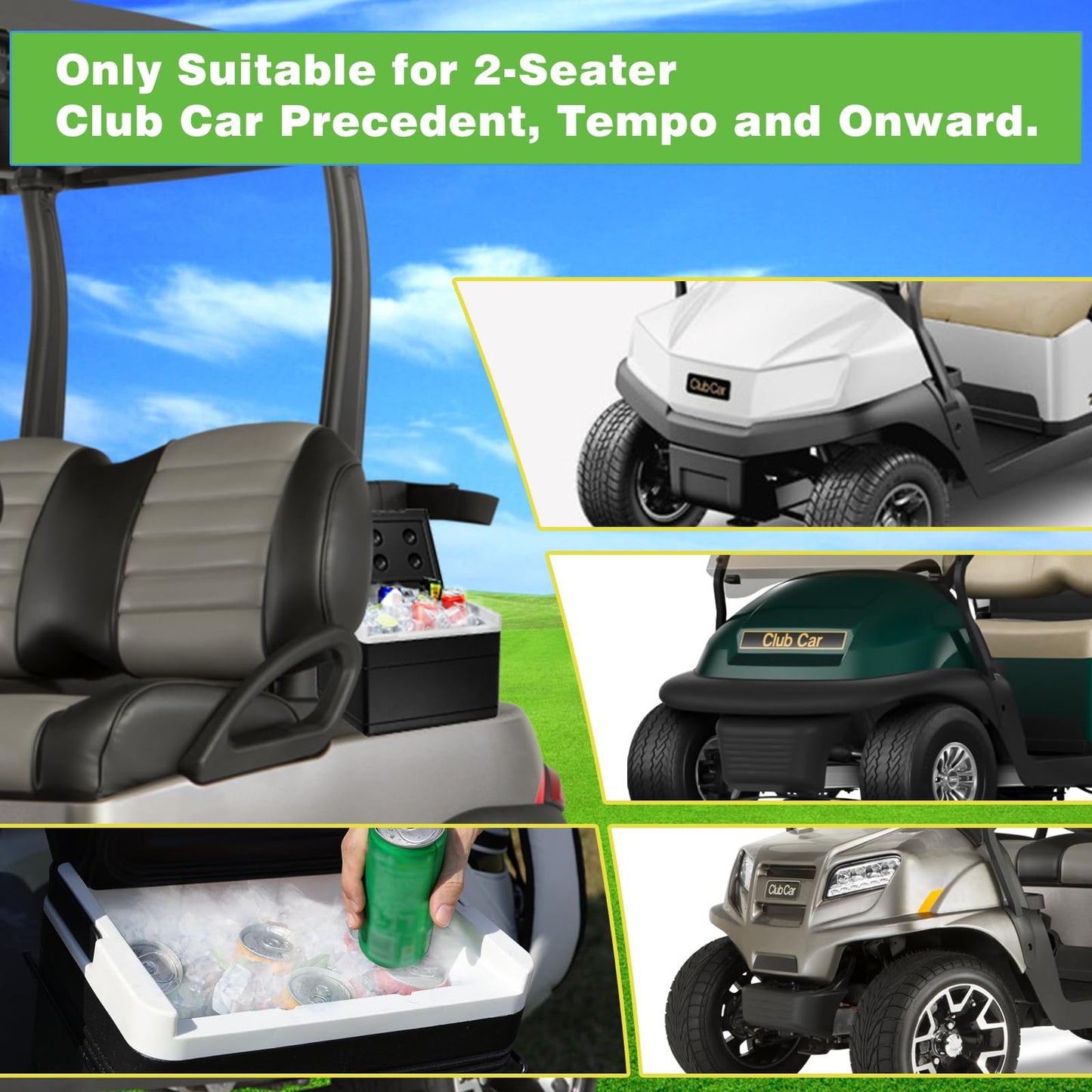 Golf Cart Cooler with Mounting Bracket for Club Car Precedent Tempo and Onward.
