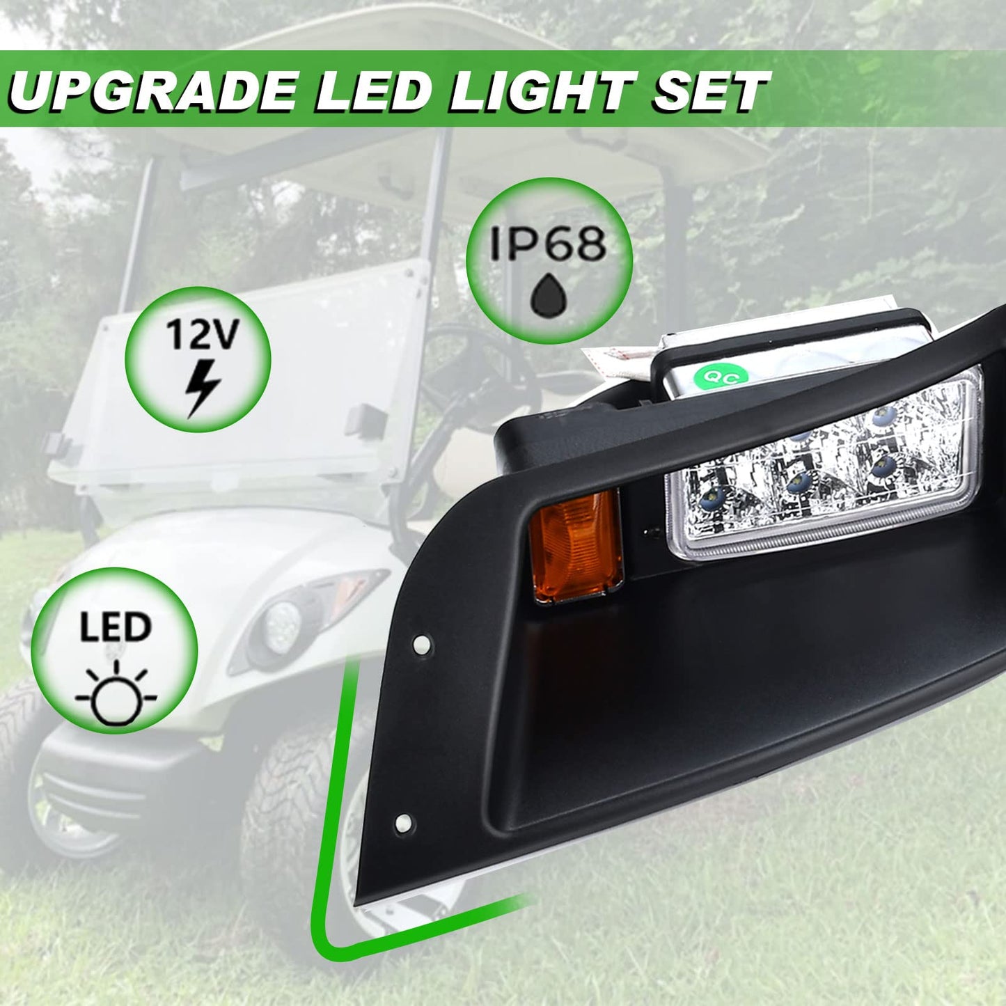 LED Headlight Tail Light Kit Compatible with EZGO TXT Golf Carts 1996-2013 12V.