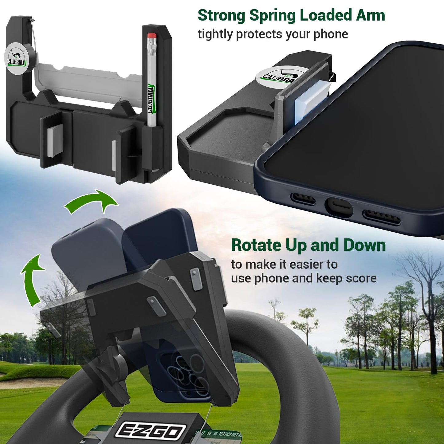 Steering Wheel Phone Mount for Club Car EZGO Yamaha