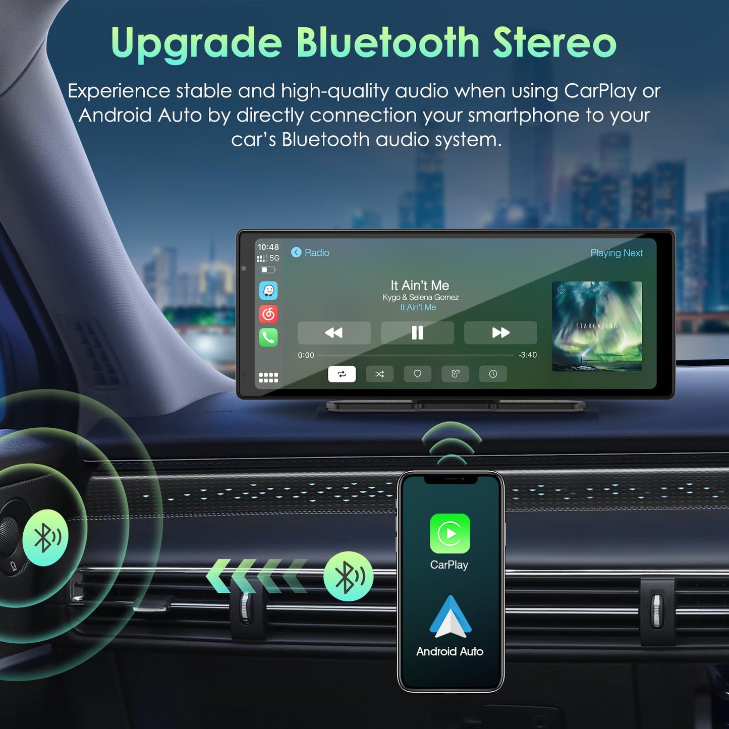 Wireless Apple Carplay & Android Auto,Carplay Box+Backup Camera,9.26'' Portable Car Stereo.