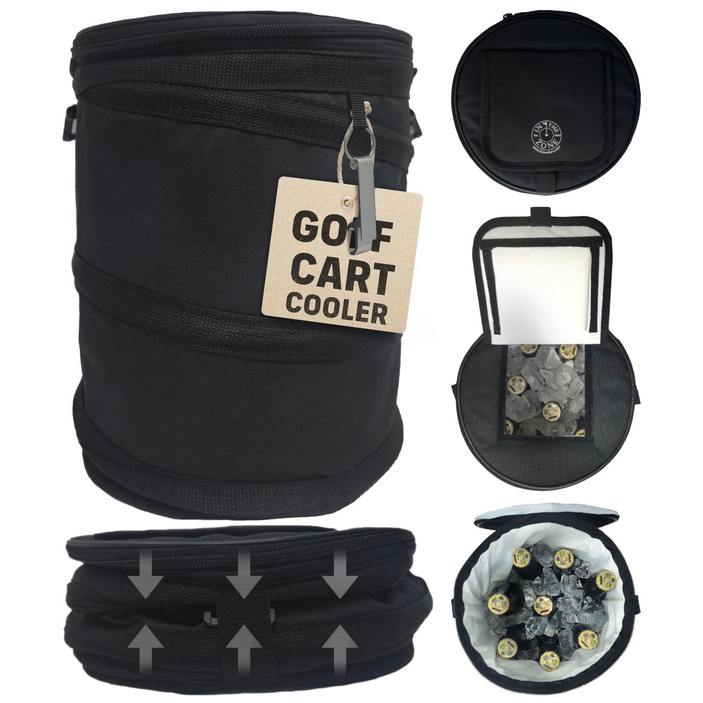 Collapsible Pop-Up Golf Cart Cooler Bag.