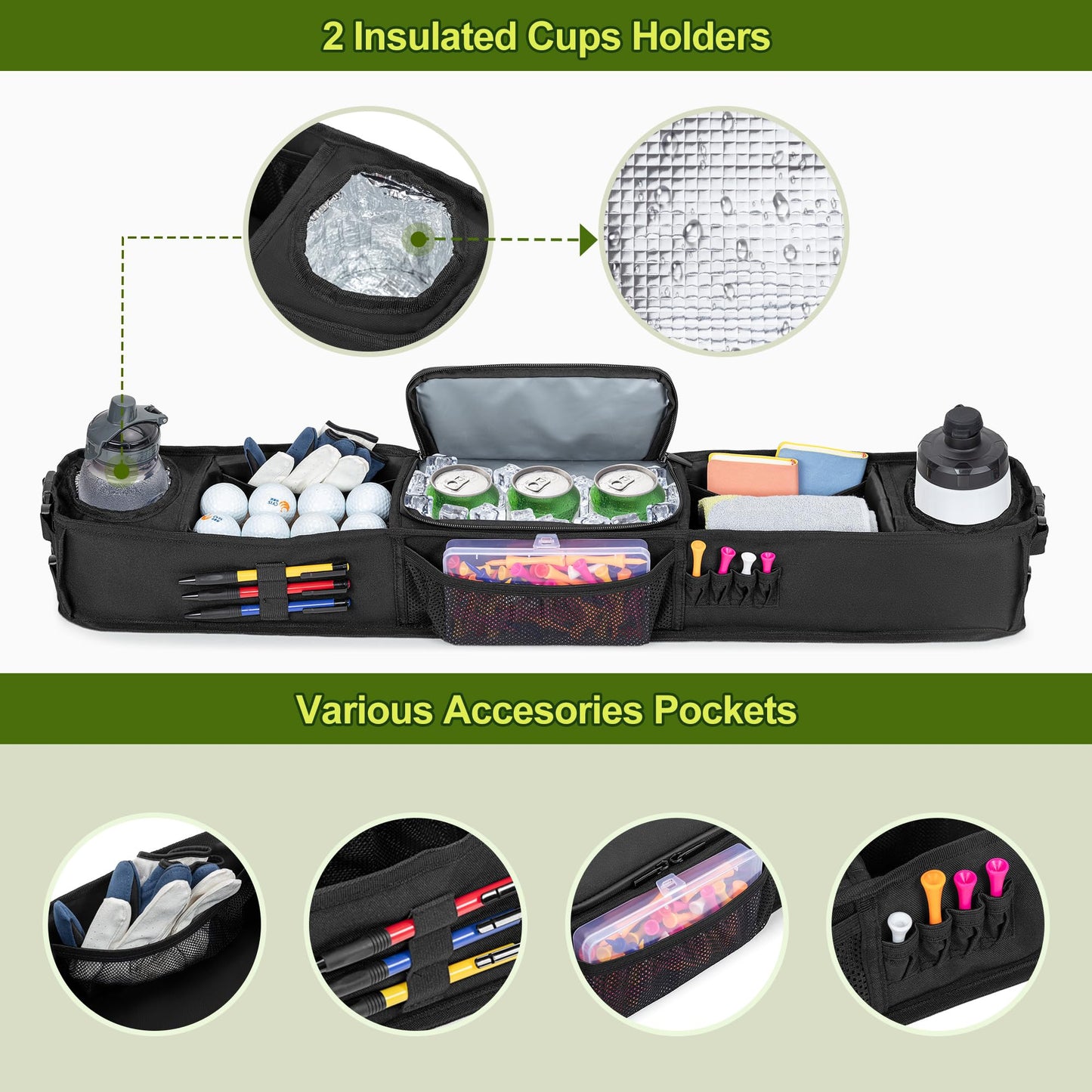 Golf Cart Inner Storage Tray, No-Drilling. Front Storage Basket Compatible with EZGO Drive and Club Car.