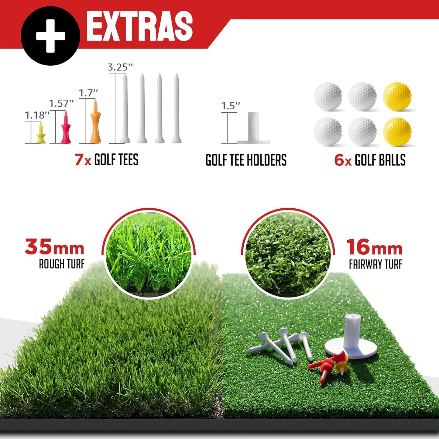 Golf Practice Net, 3x2m Golf Net with Chipping Net, Golf Mat, Silk Target, 8 Golf Tees, 6 Golf Balls and Carry Bag.