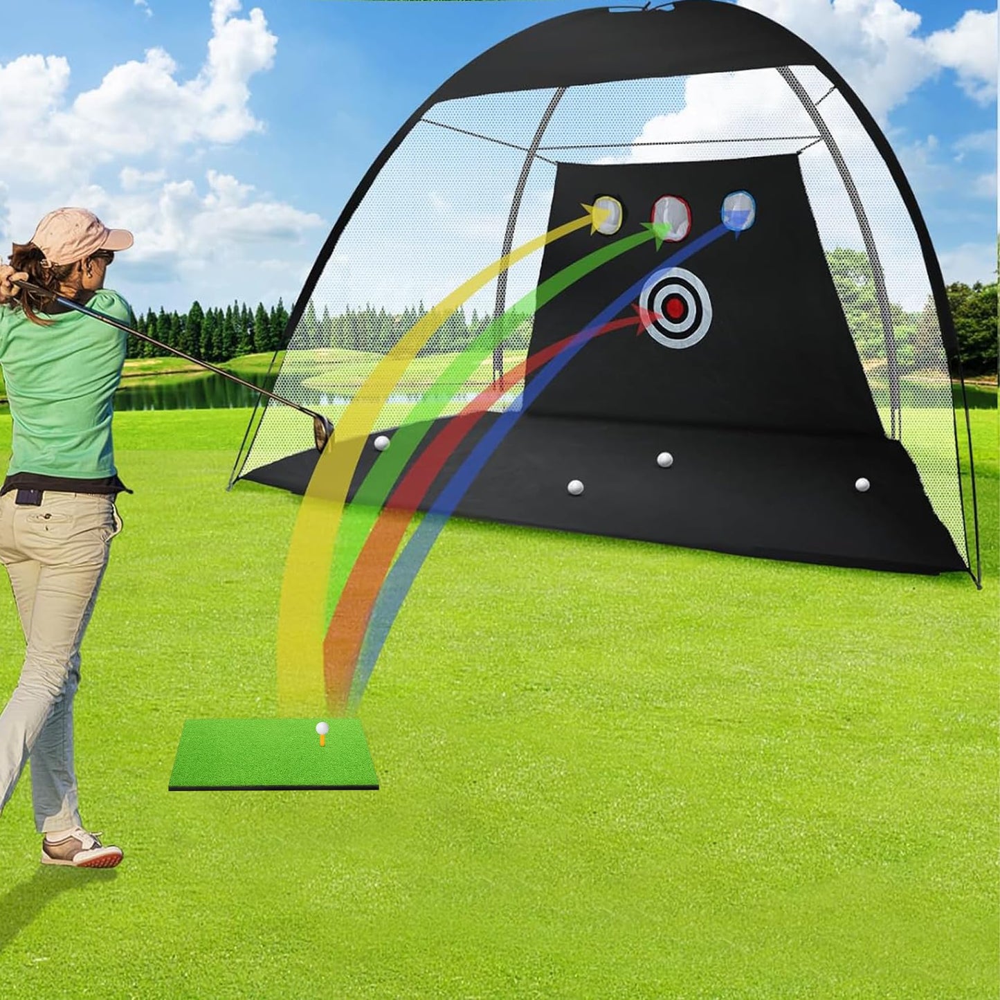 180Cm Golf Training Net for Backyard Chipping Driving, Golf Net for Garage.