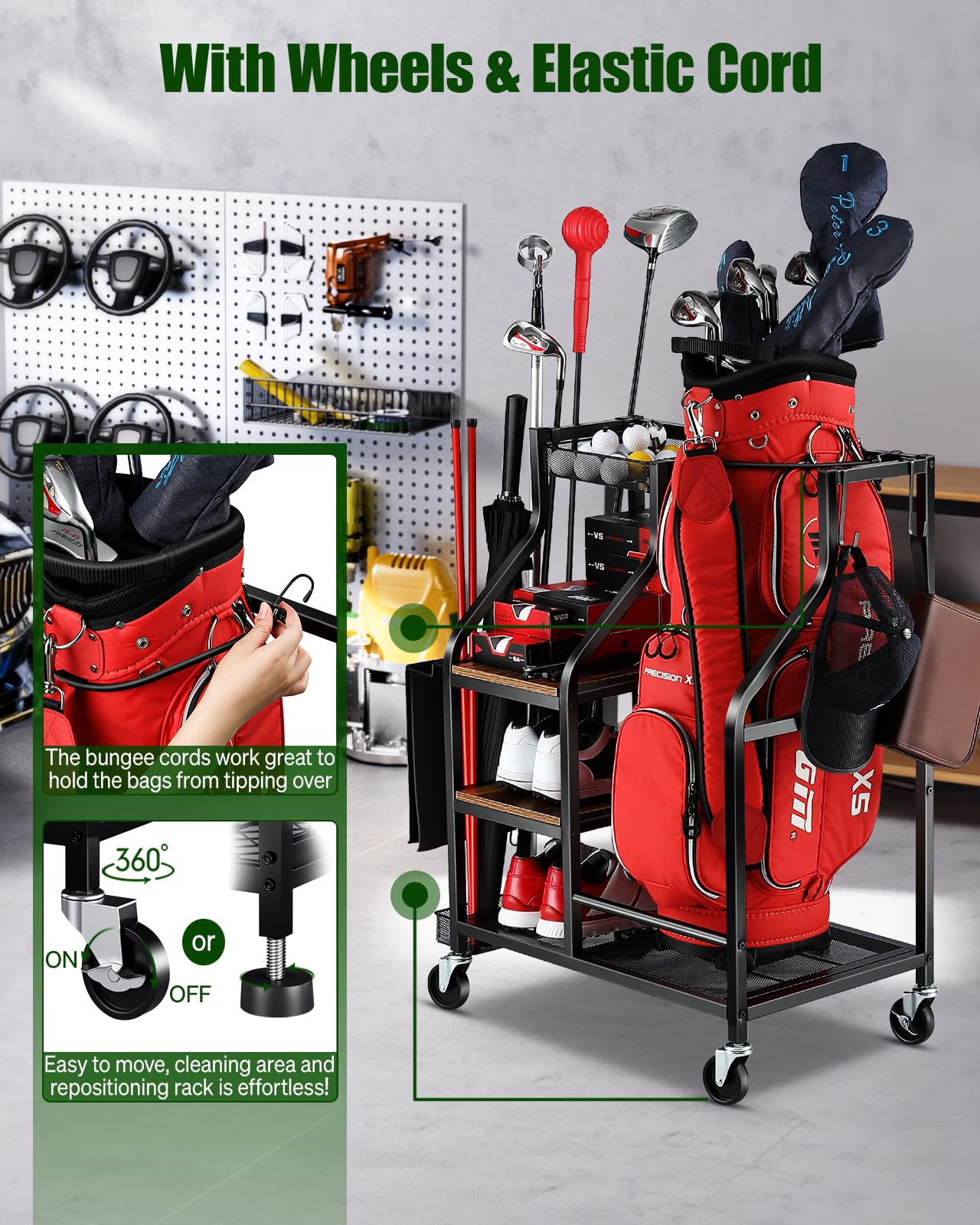 Golf Bags Storage Organizer.
