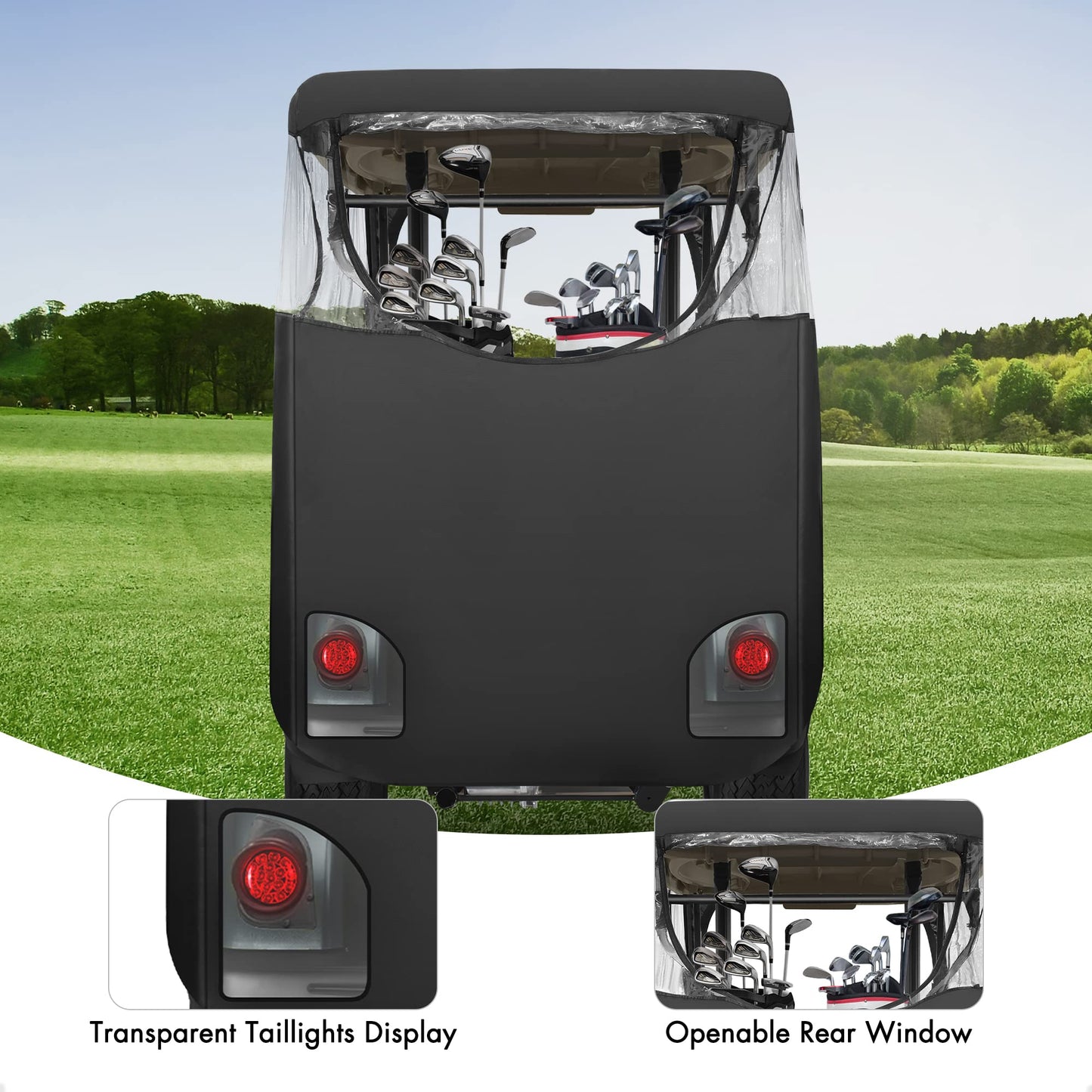 Golf Cart Enclosure fit Yamaha G14 G16 G22 G29 Drive and Drive 2, Yamaha Rain Cover with Clear PVC Windshield.