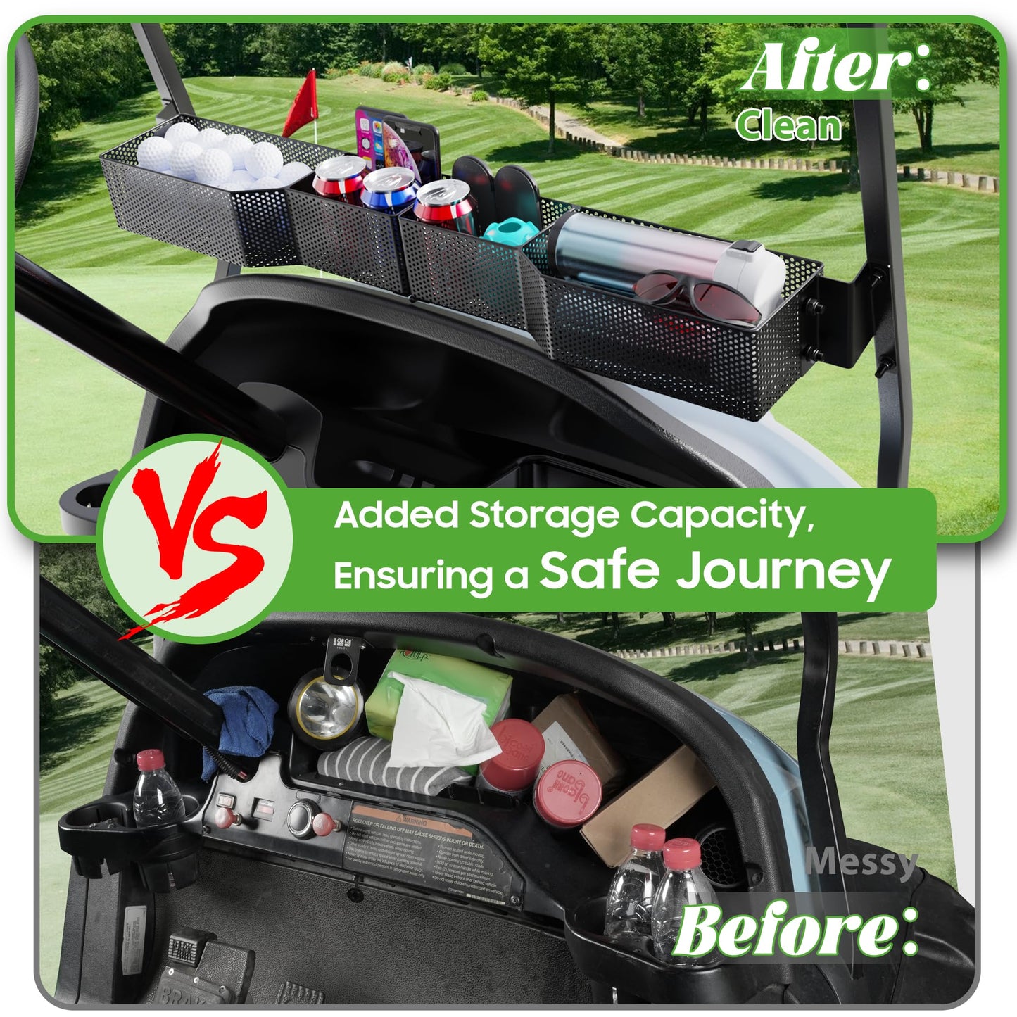 Foldable Dash Storage Tray Organizer for EZGO TXT RXV/Club Car DS Precedent Tempo.