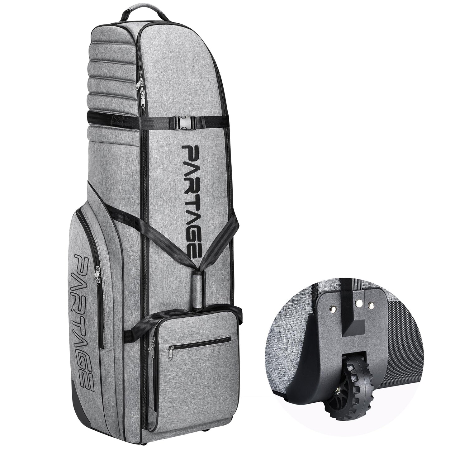 Partage Golf Travel Bag with Wheels, Golf Travel Case for Airlines, 900D Heavy Duty Oxford -Black