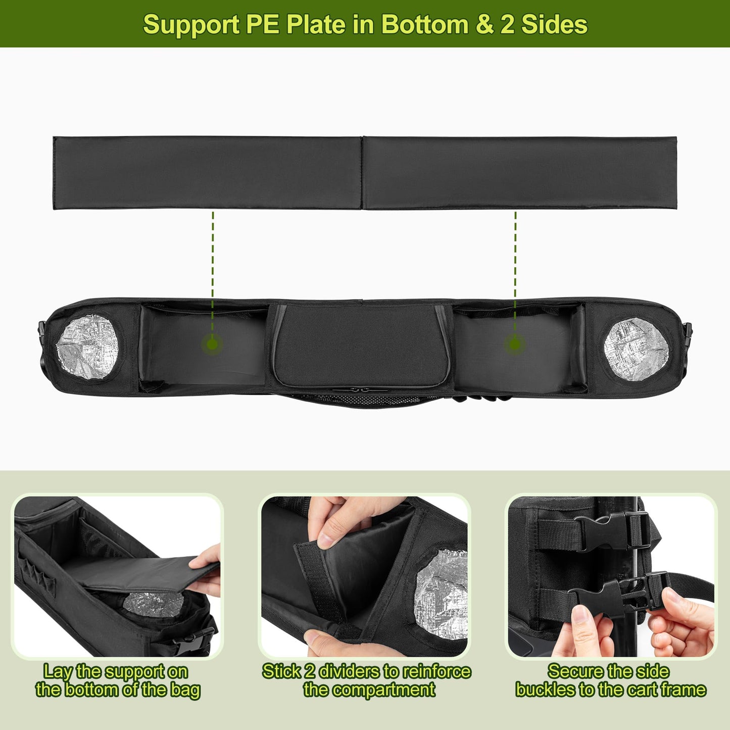 Golf Cart Inner Storage Tray, No-Drilling. Front Storage Basket Compatible with EZGO Drive and Club Car.