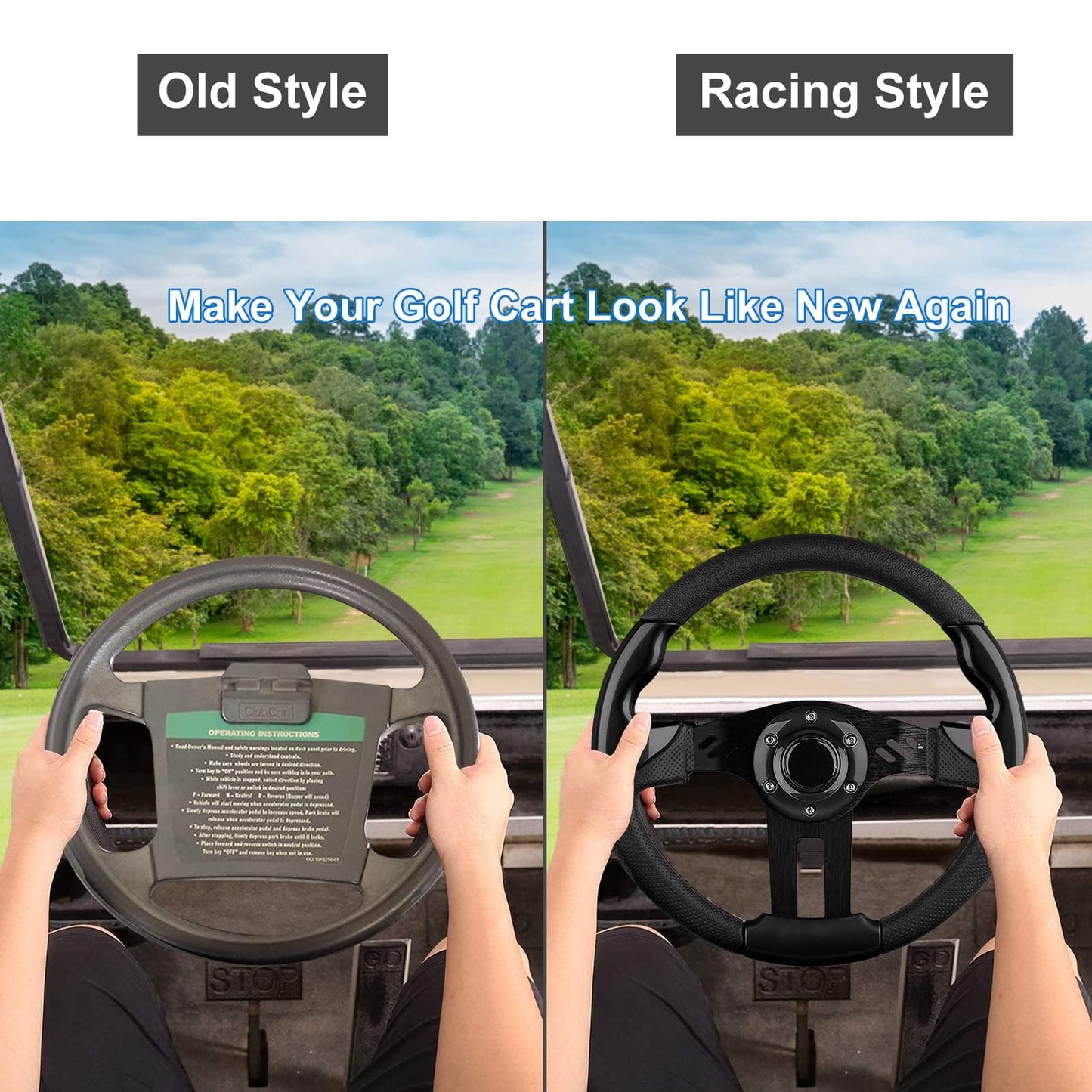 Golf Cart Steering Wheel for Club Car EZGO Yamaha Universal Steering Wheel or Adapter for Club Car DS and Precedent.
